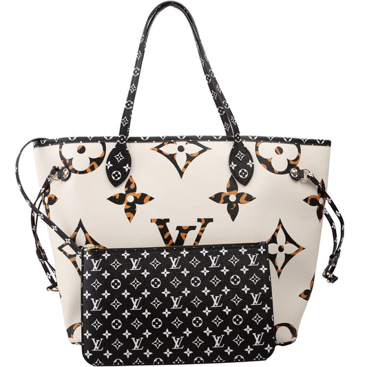 Louis Vuitton Neverfull With Wallet MM Jungle Black/Orange