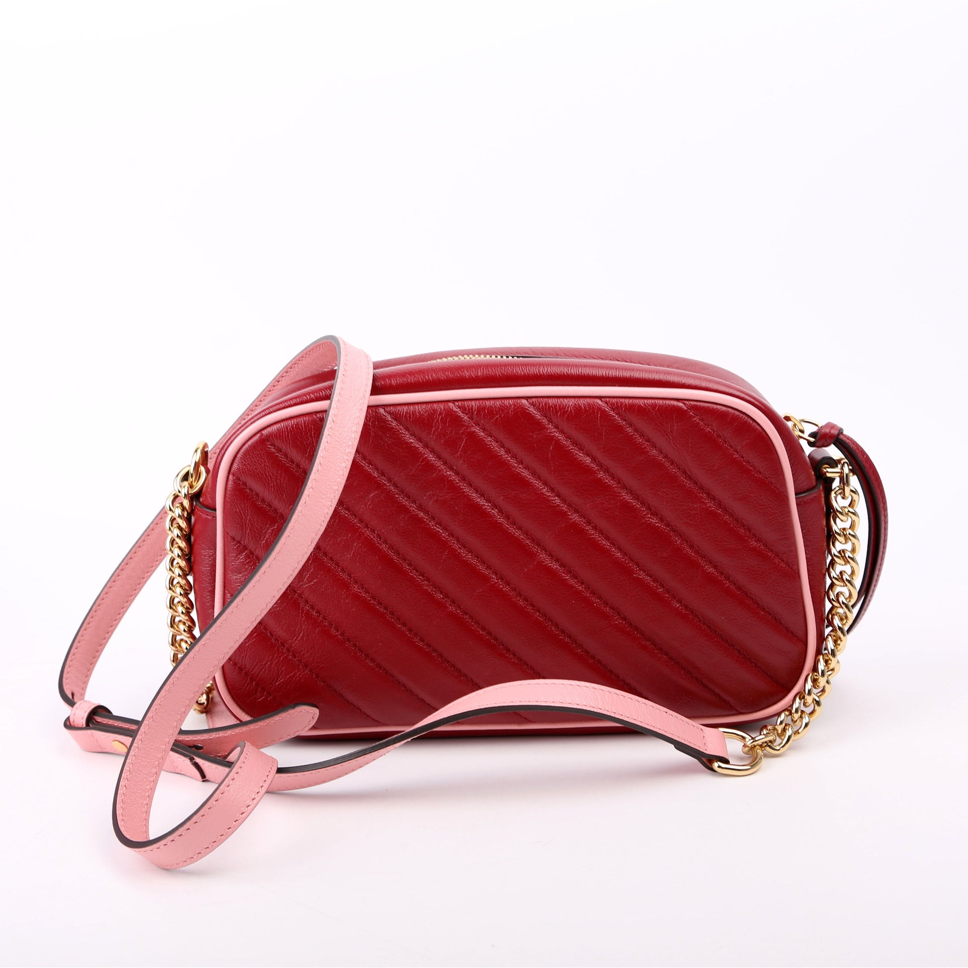 Gucci 447632 Marmont Torchon Small Leather Camera Red/Pink Bag