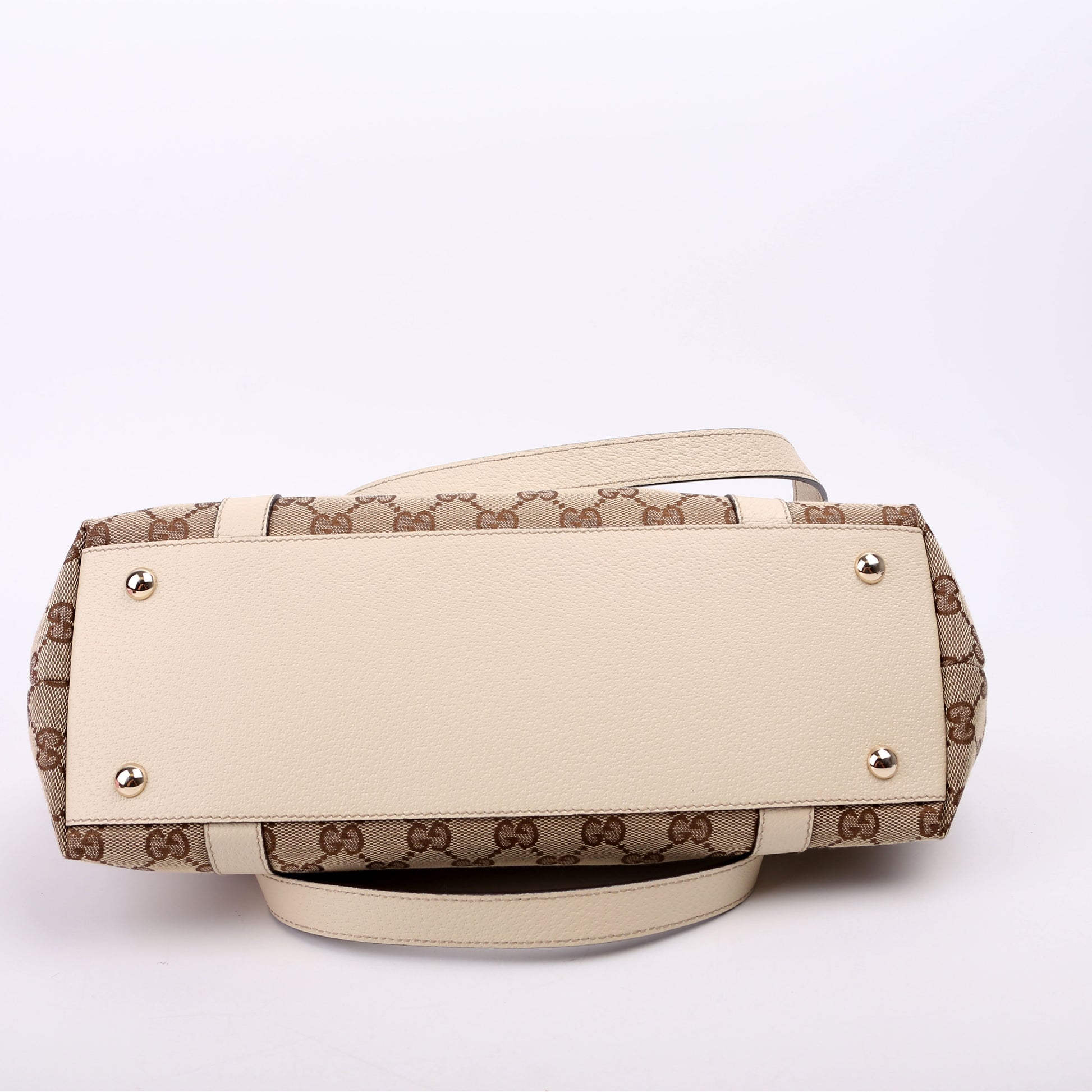 Gucci 141470 GG Canvas Abbey Tote Cream Bag