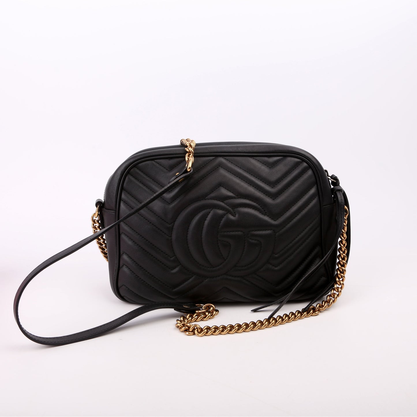Gucci 443499 GG Marmont Medium Chain Black Bag