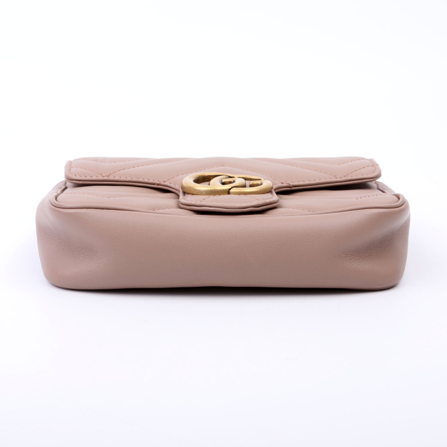Gucci 476433 Marmont Leather Super Mini Flap Tan Bag
