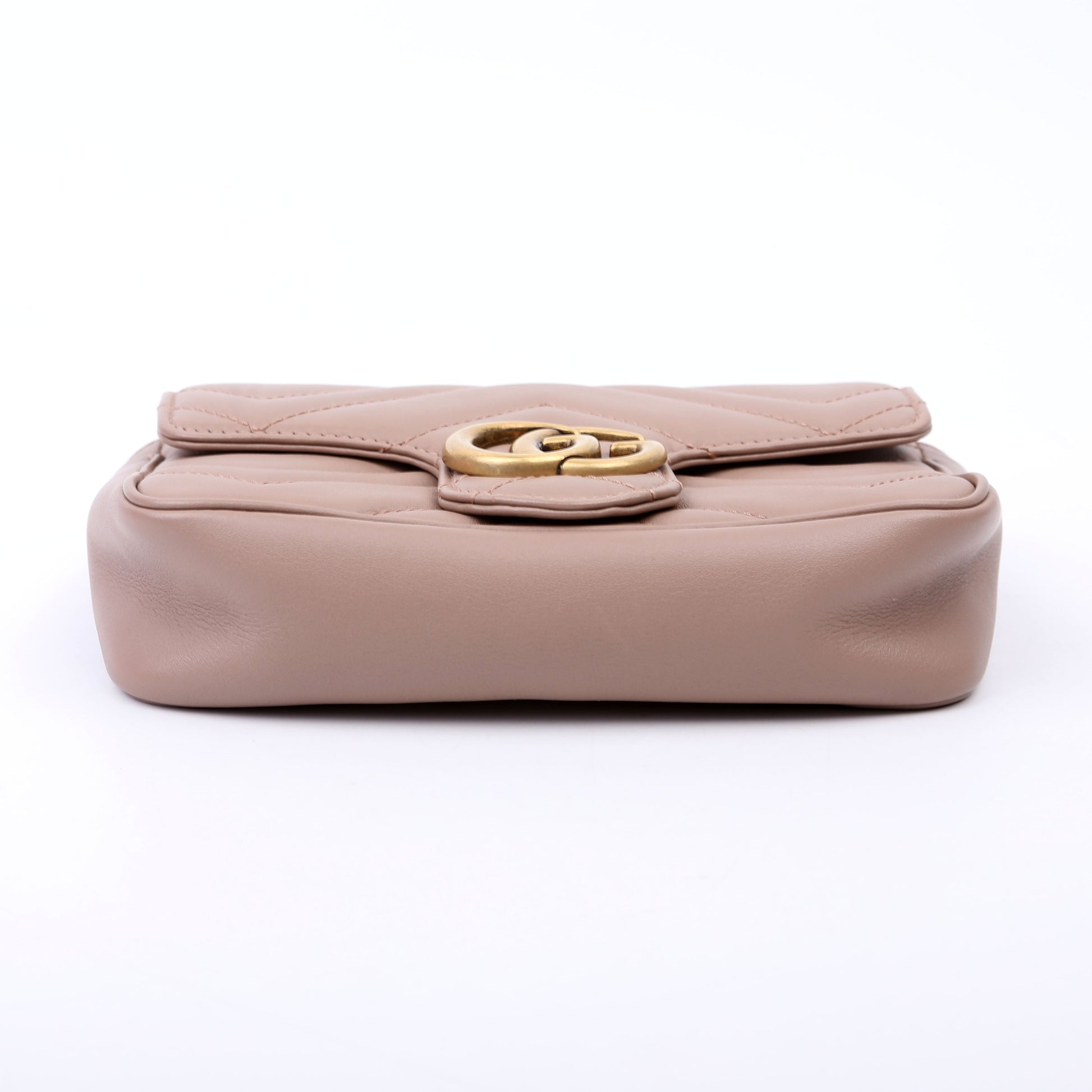 Gucci 476433 Marmont Leather Super Mini Flap Tan Bag