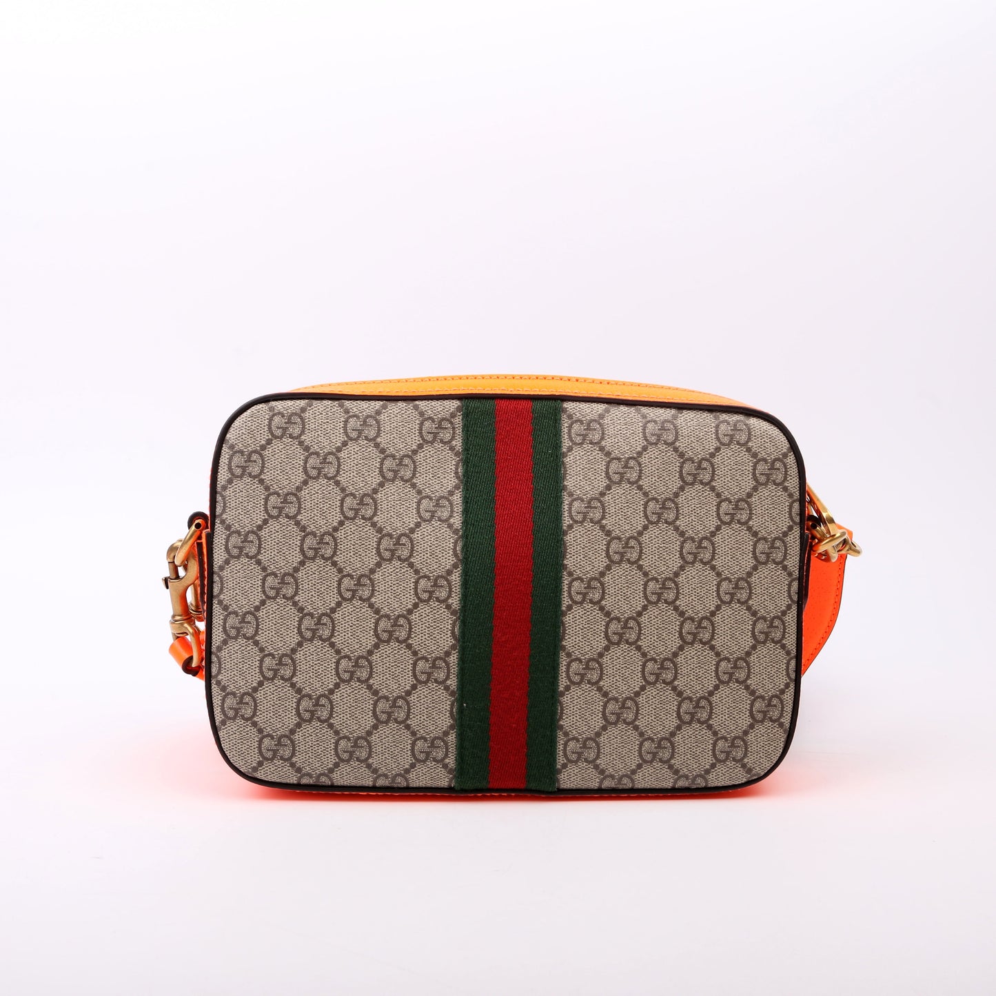 Gucci 699439 GG Supreme Ophidia Small Wristlet Crossbody Orange Bag