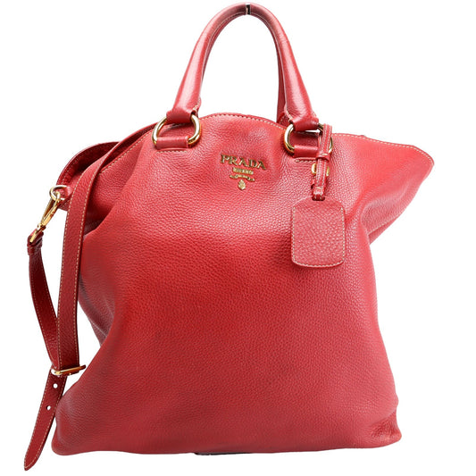 Prada BN1713 Soft Calf Large Shopping Tote Red Bag