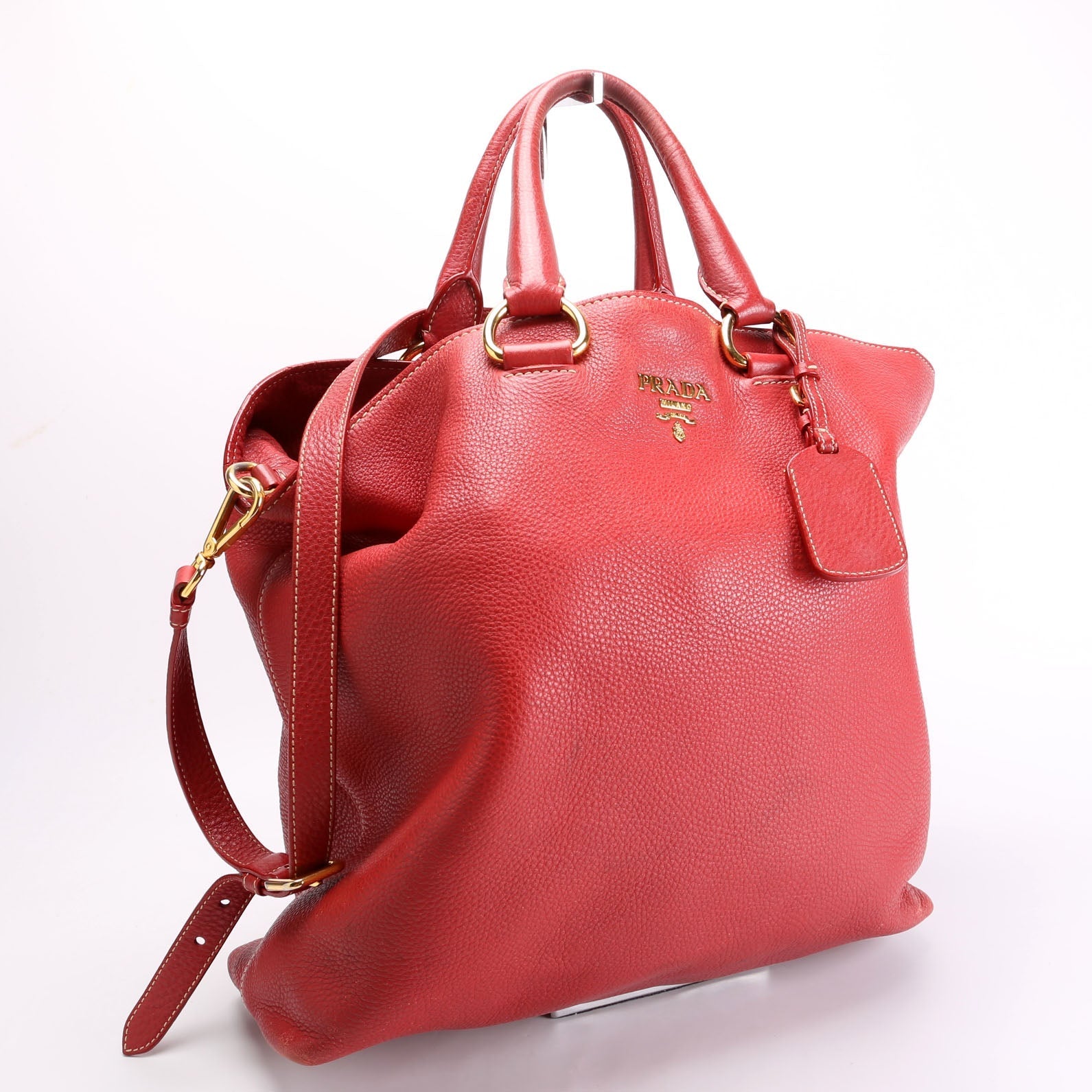 Prada BN1713 Soft Calf Large Shopping Tote Red Bag