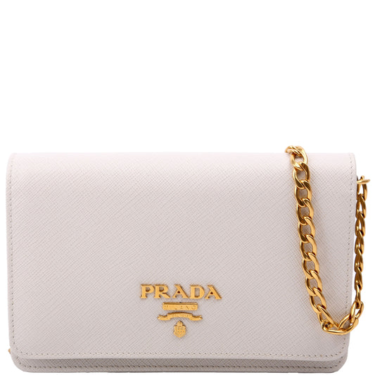 Prada Saffiano Lux Mini Chain Gray Bag