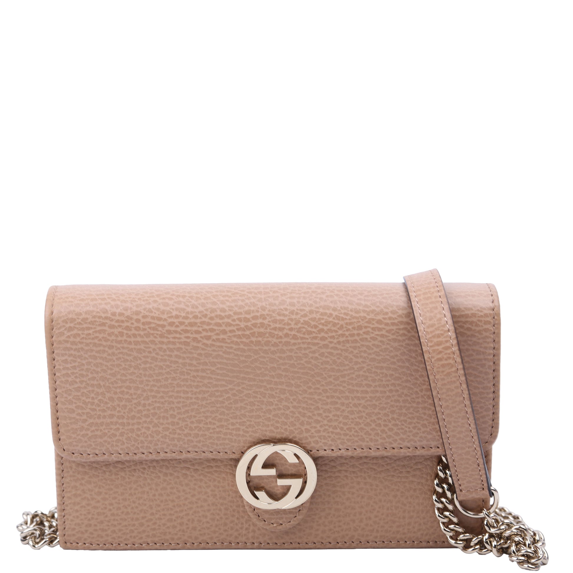 Gucci 615523 Interlocking GG WOC Calfskin Tan Bag