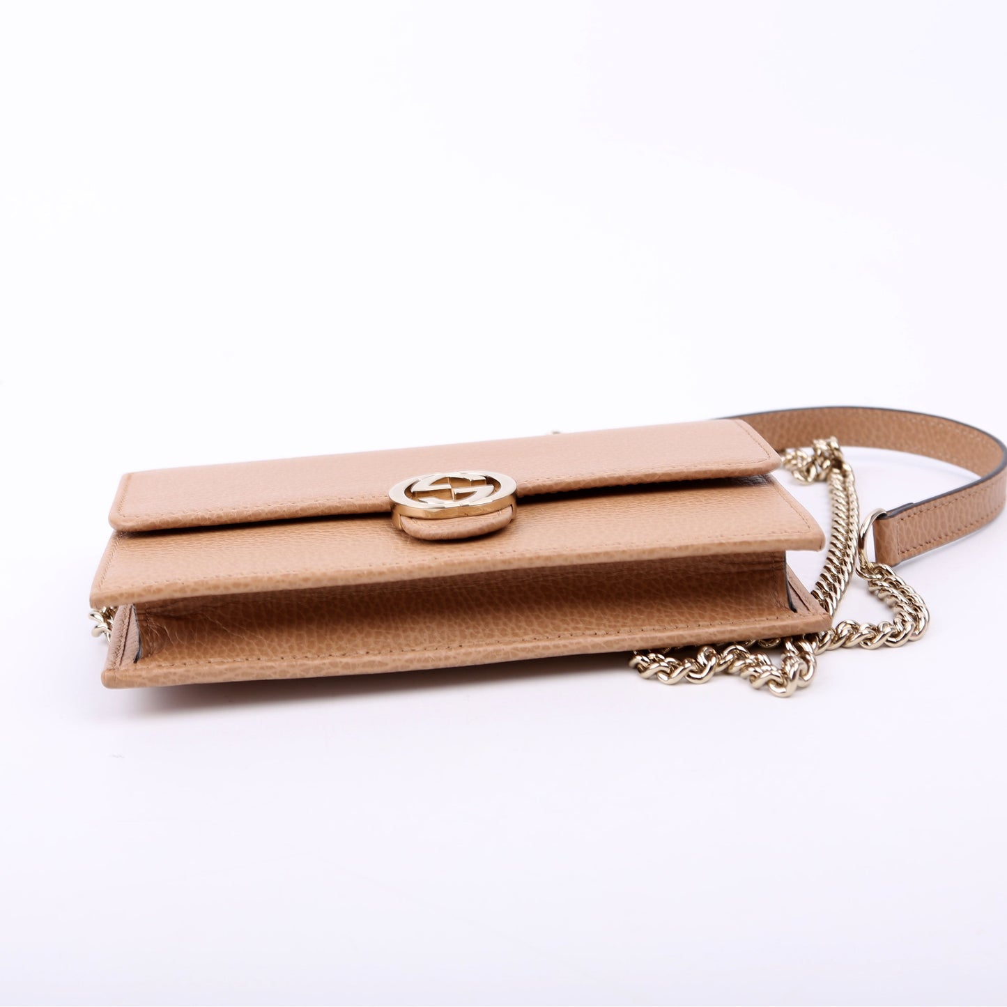 Gucci 615523 Interlocking GG WOC Calfskin Tan Bag