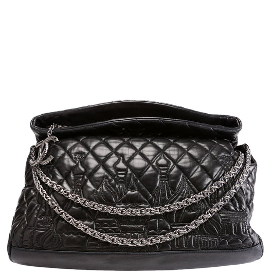 Chanel Paris-Moscow Red Square Kremlin Fold-Over Large Lambskin 12M Black Bag