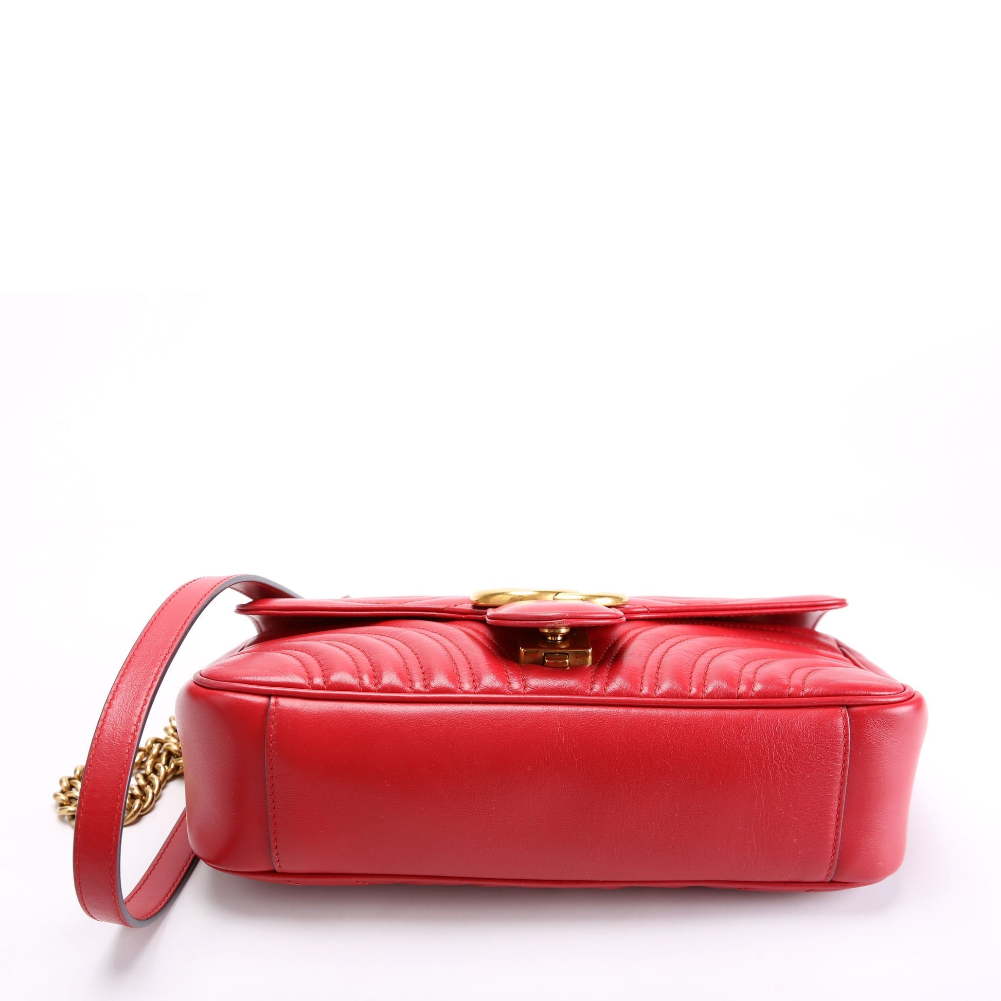 Gucci 443497 Marmont Leather Shoulder Small Flap Red Bag