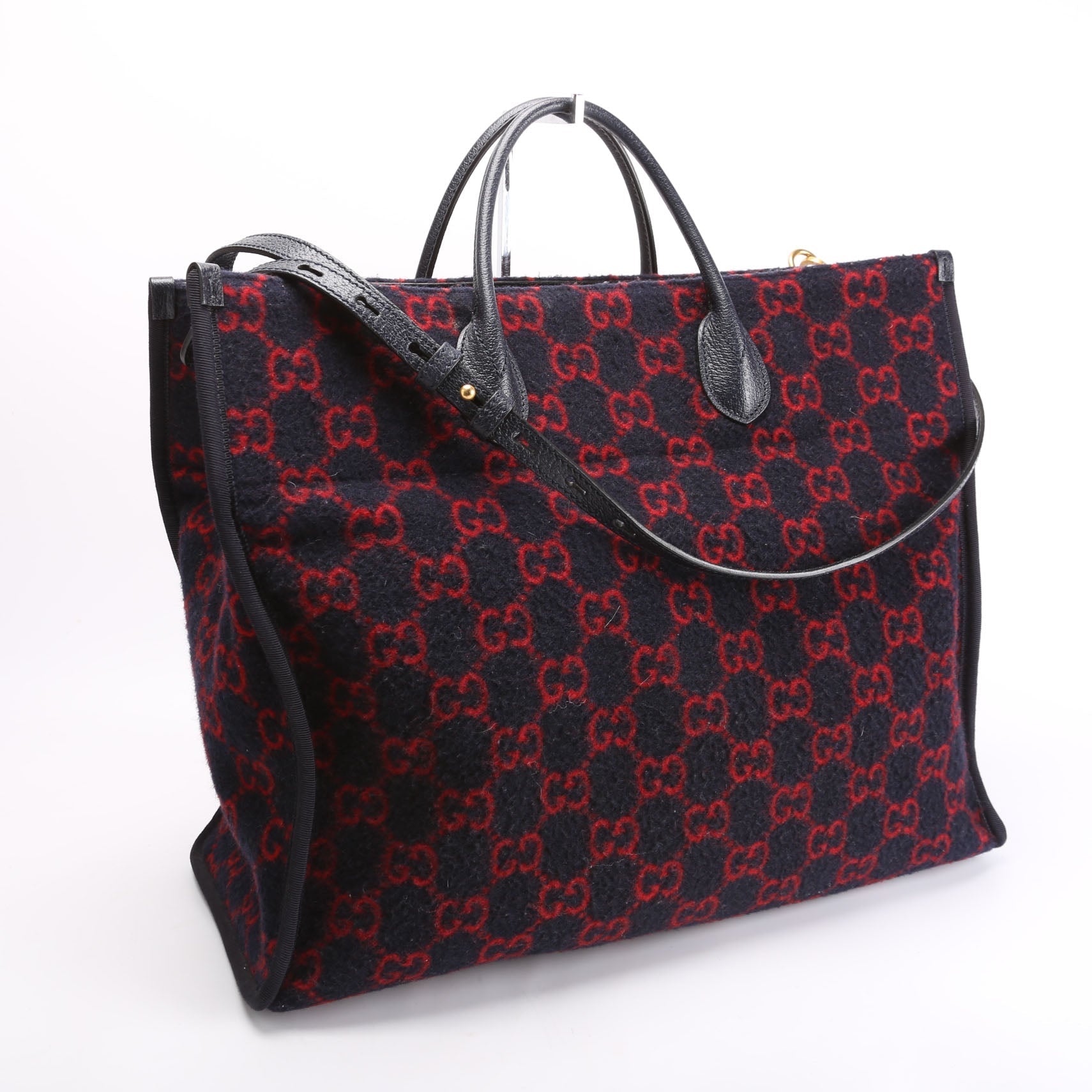 Gucci 598169 GG Wool Tote Navy Bag