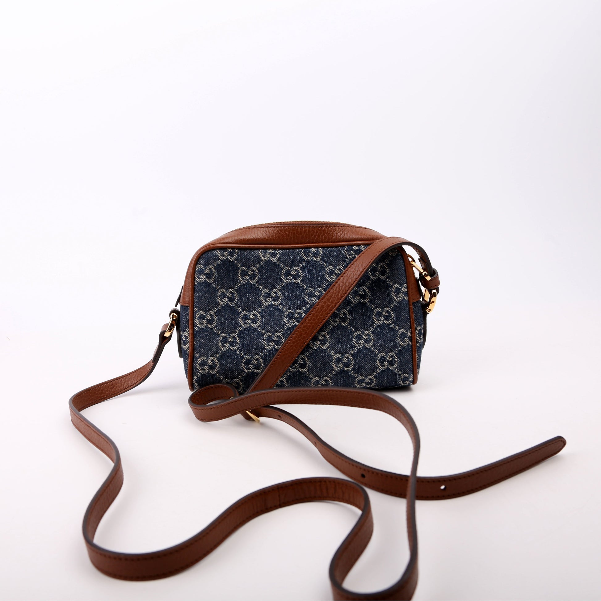 Gucci 517350 GG Denim Mini Ophidia Bag