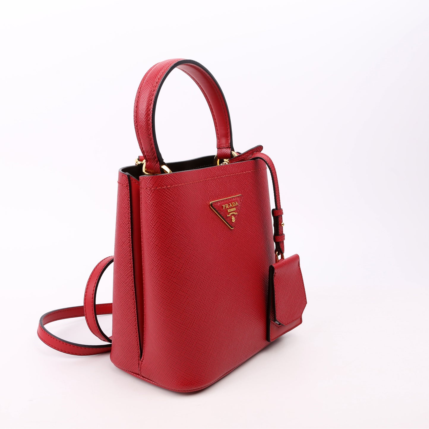 Prada Saffiano Cuir Small Panier Red Bag