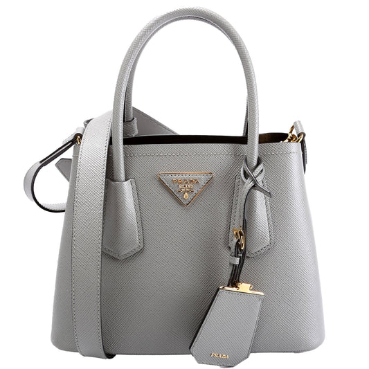 Prada 1BG443 Small Double Saffiano Grey Bag