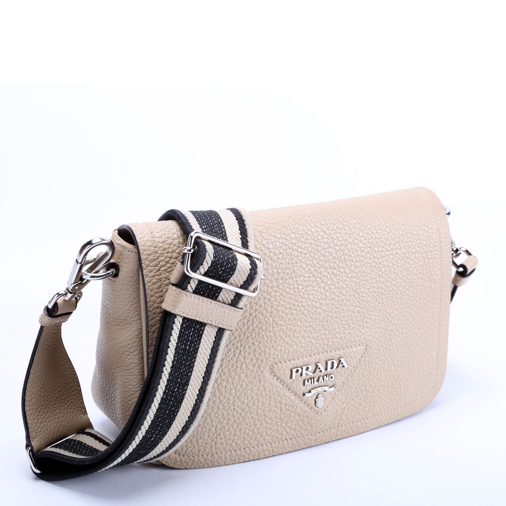 Prada 1BD314 Logo Leather Shoulder Small Tan Bag