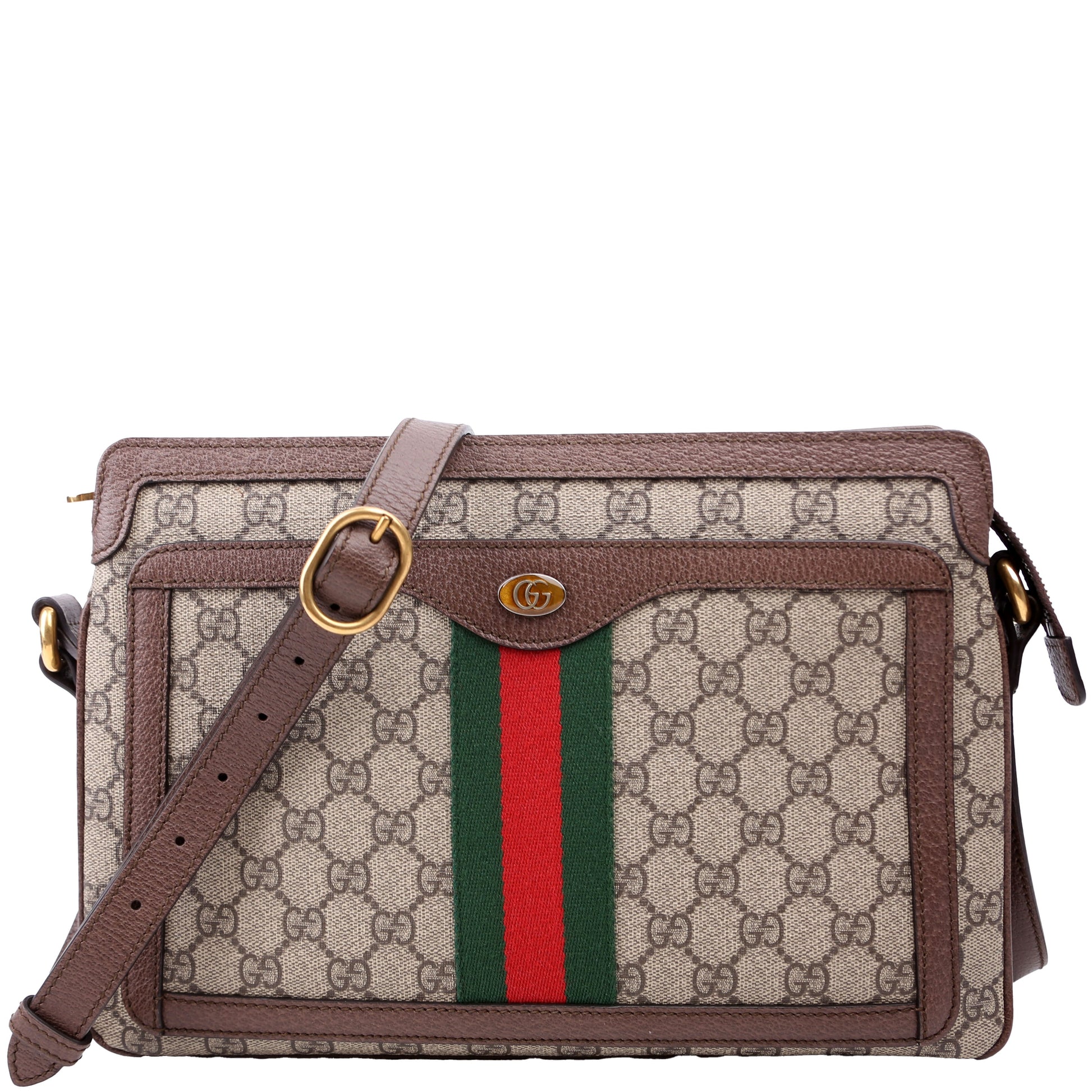 Gucci 523354 GG Supreme Ophidia Medium Shoulder Brown Bag