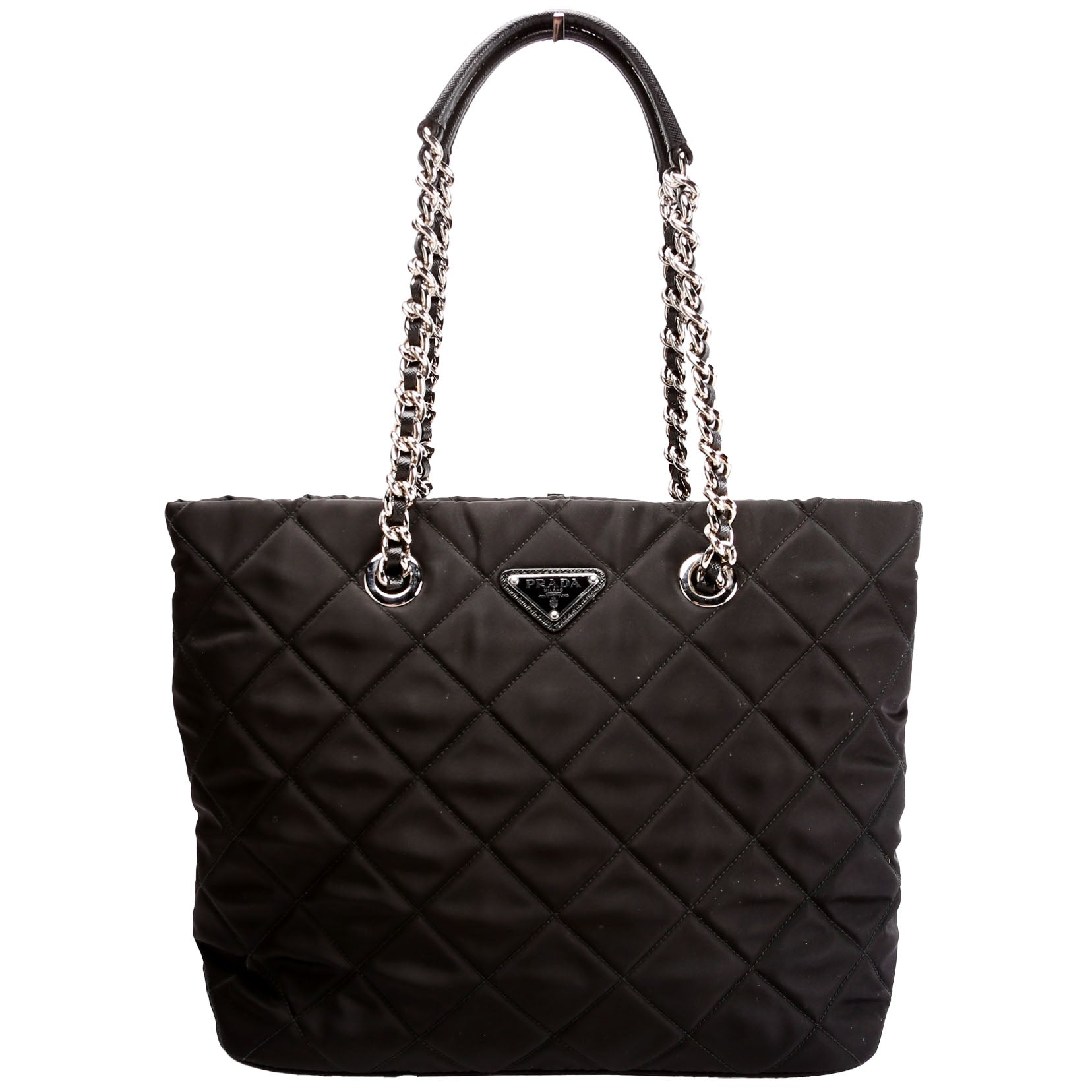 Prada Quilted Nylon Catena Chain Shoulder Black Bag