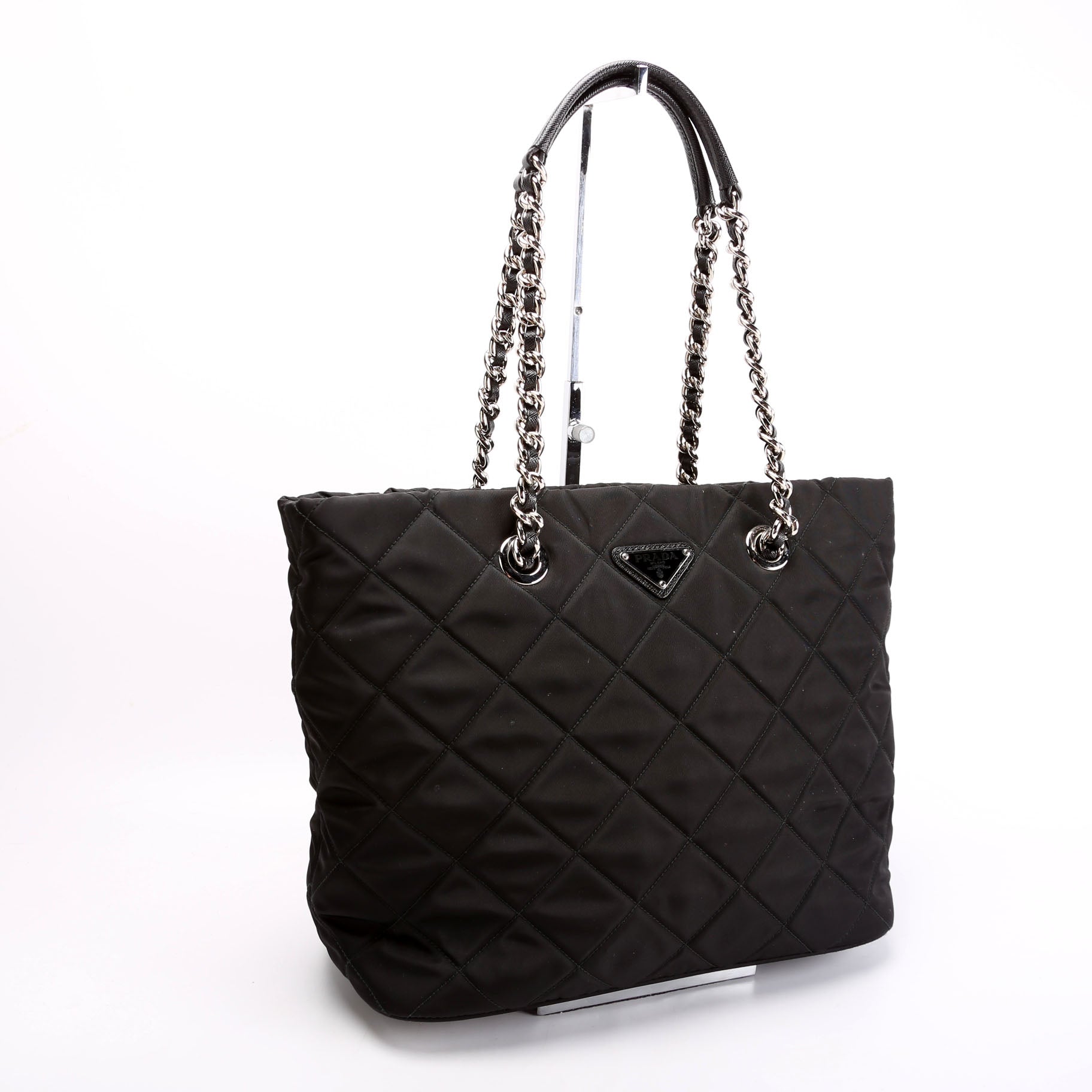 Prada Quilted Nylon Catena Chain Shoulder Black Bag