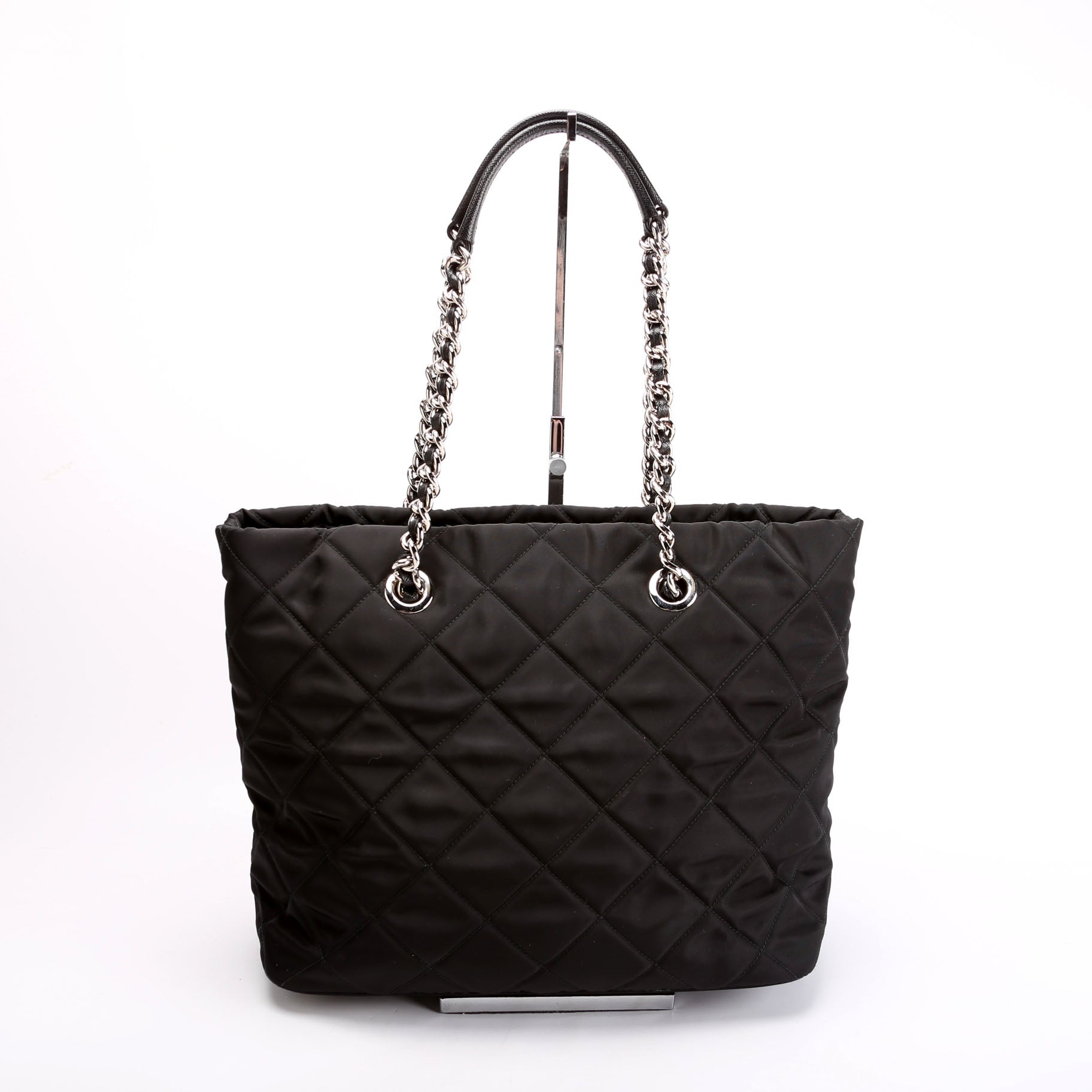 Prada Quilted Nylon Catena Chain Shoulder Black Bag