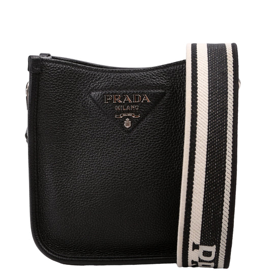 Prada 1BH191 Leather Mini Shoulder Black Bag
