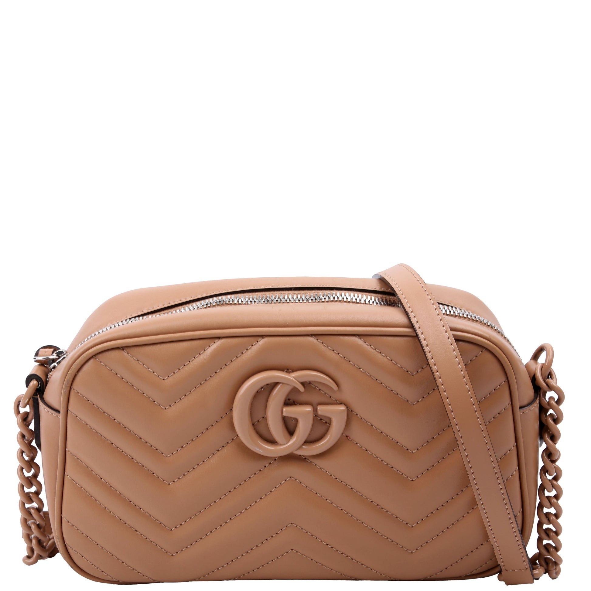 Gucci 447632 Marmont Small Leather Camera Tan Bag