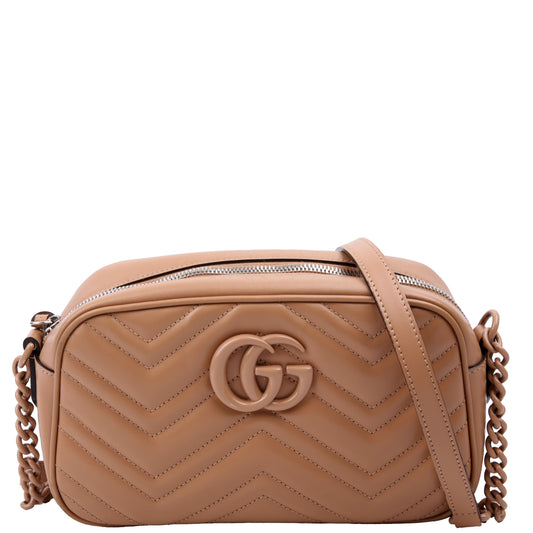 Gucci 447632 Marmont Small Leather Camera Tan Bag