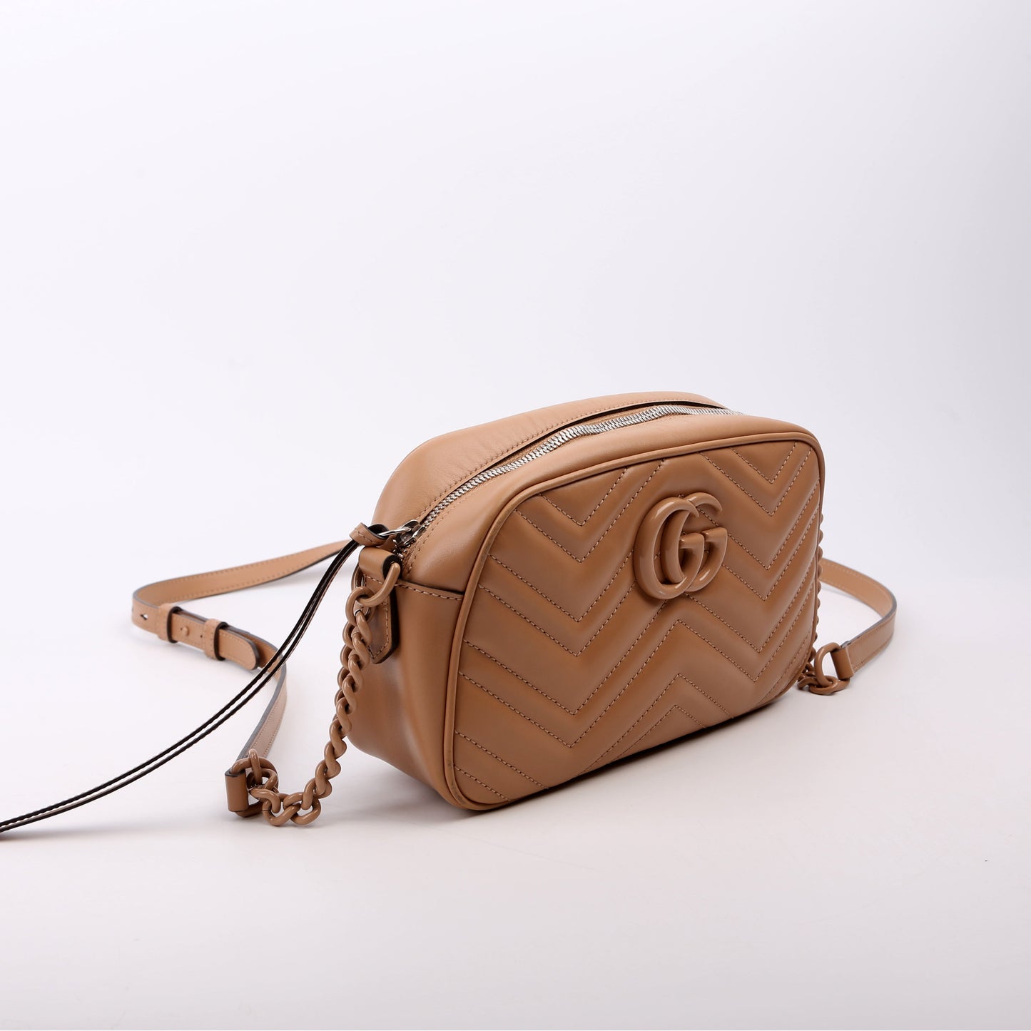Gucci 447632 Marmont Small Leather Camera Tan Bag