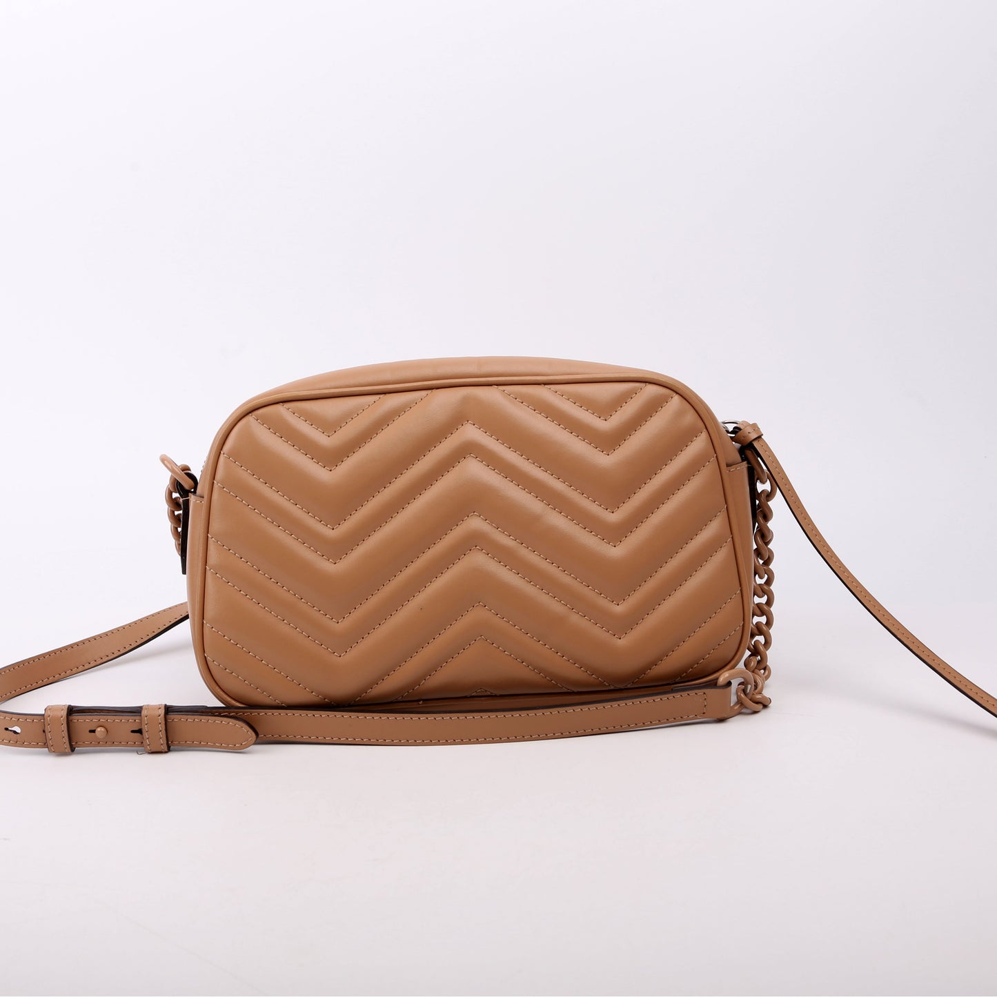 Gucci 447632 Marmont Small Leather Camera Tan Bag