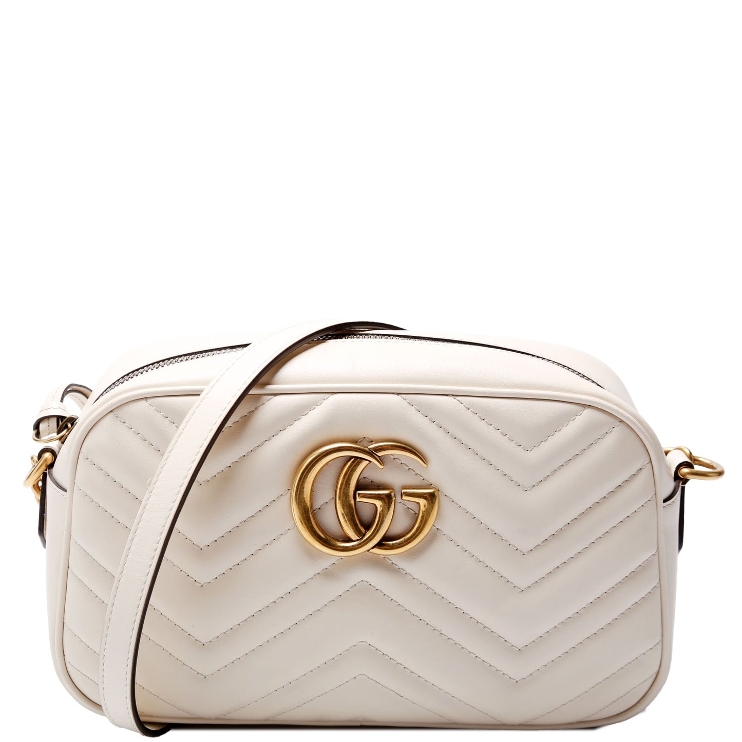 Gucci 447632 Marmont Small Leather Camera White Bag