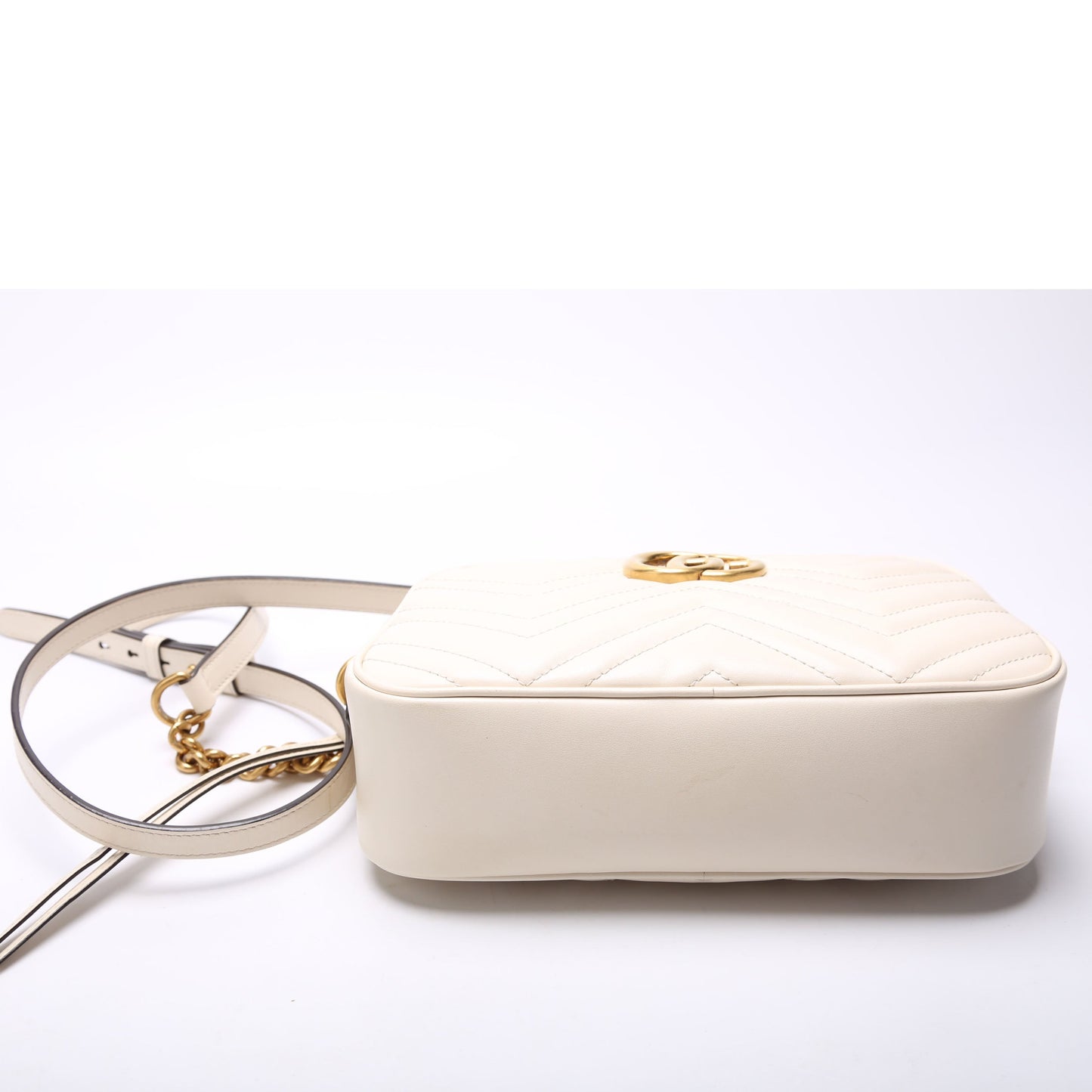 Gucci 447632 Marmont Small Leather Camera White Bag