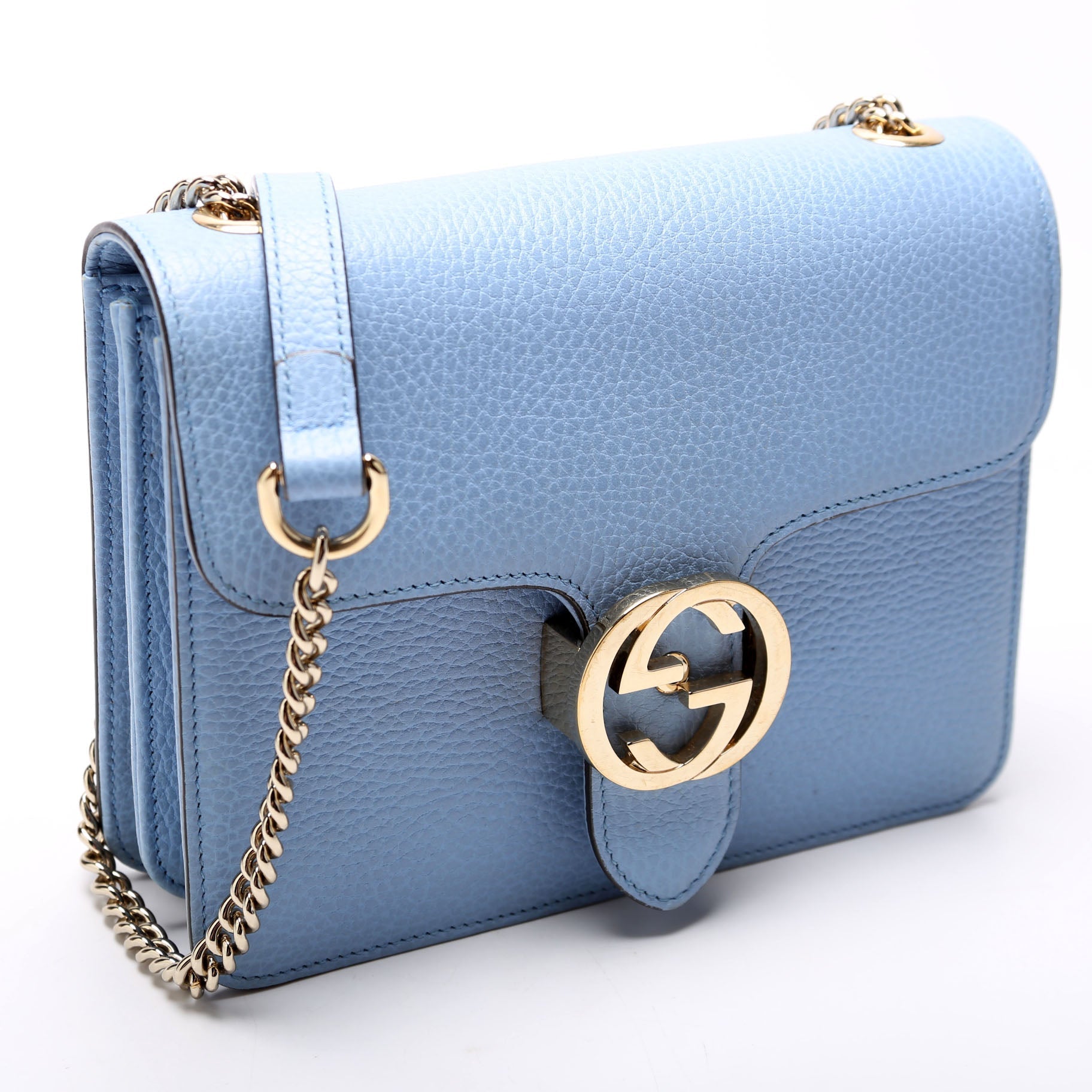 Gucci 510304 Interlocking Small Crossbody Light Blue Bag