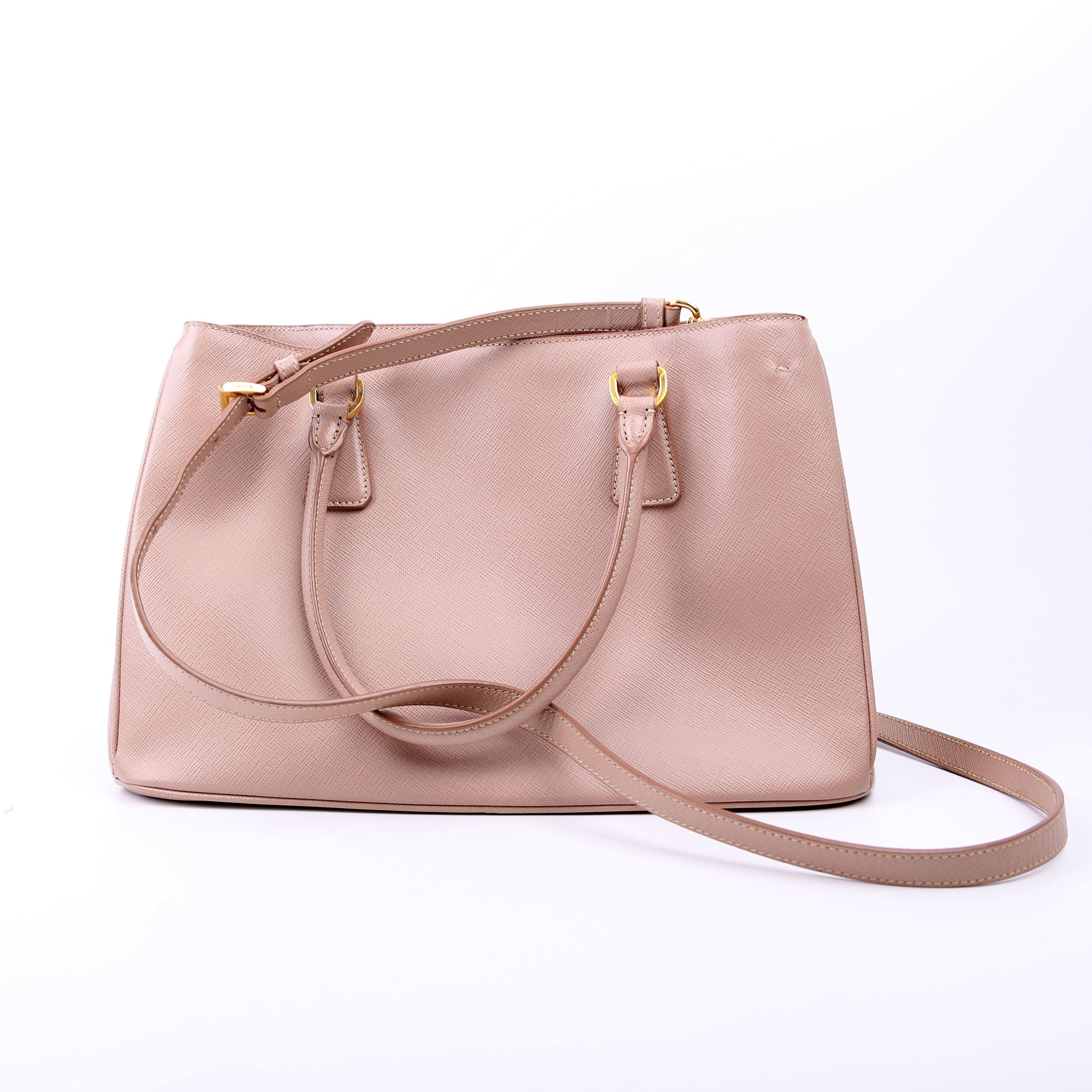 Prada Saffiano Galleria Small Nude Bag