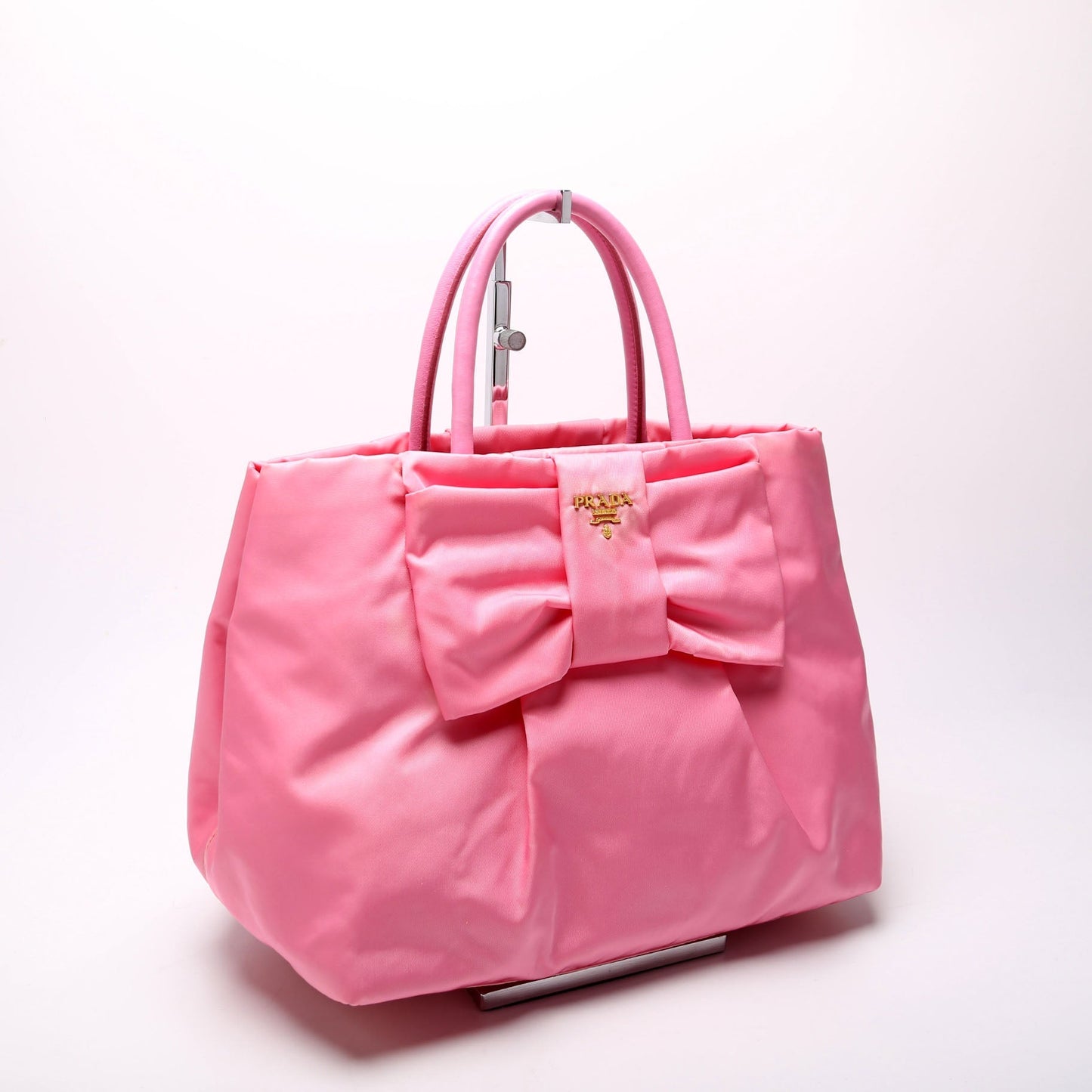 Prada Tessuto Nylon Bow Tote Pink/Gold Bag