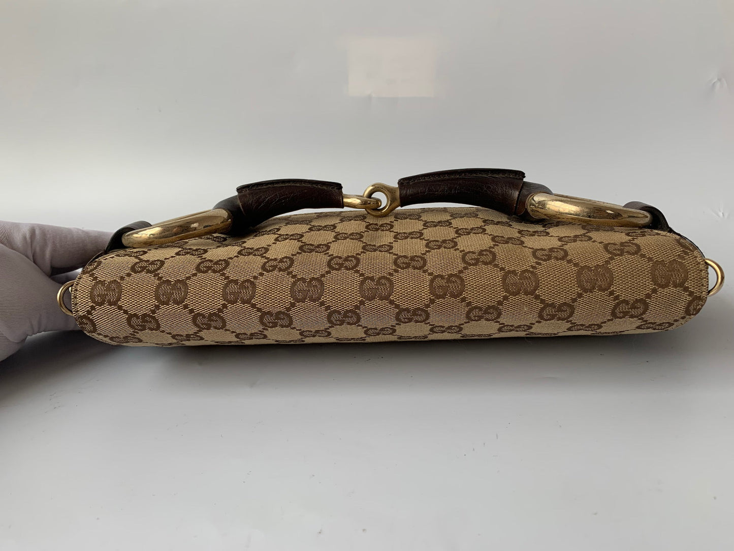 Iconic 2003 Gucci Horsebit 1955 Cloth Black Monogram Shoulder bag