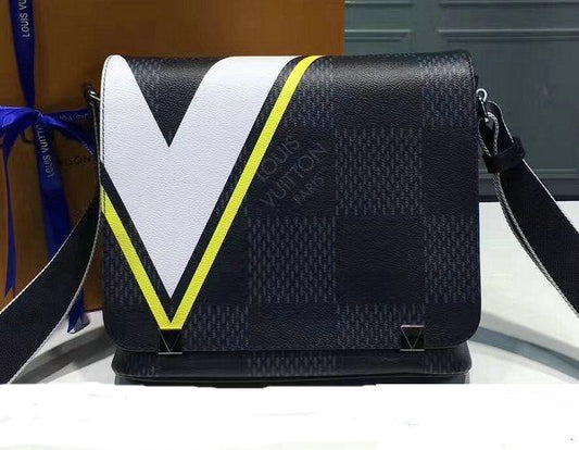 Louis Vuitton District PM Messenger Bag Damier Cobalt Canvas Yellow