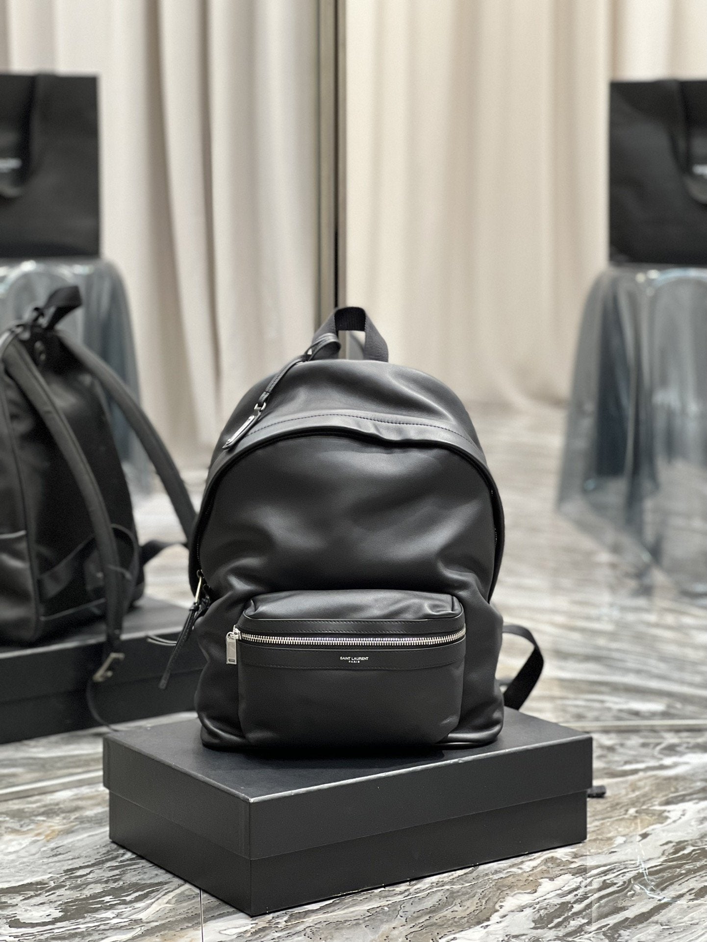 Yves Saint Laurent City Backpack In Unisex.8in/ Black