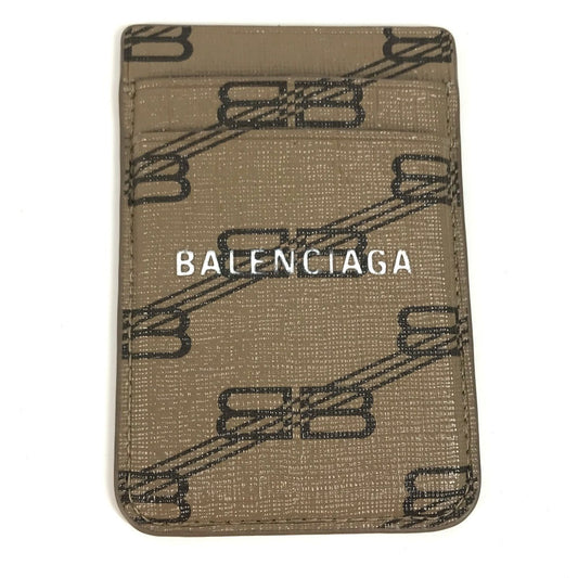 BALENCIAGA Card Case 675835 leather Brown logo magsafe Magsafe unisex(Unisex)