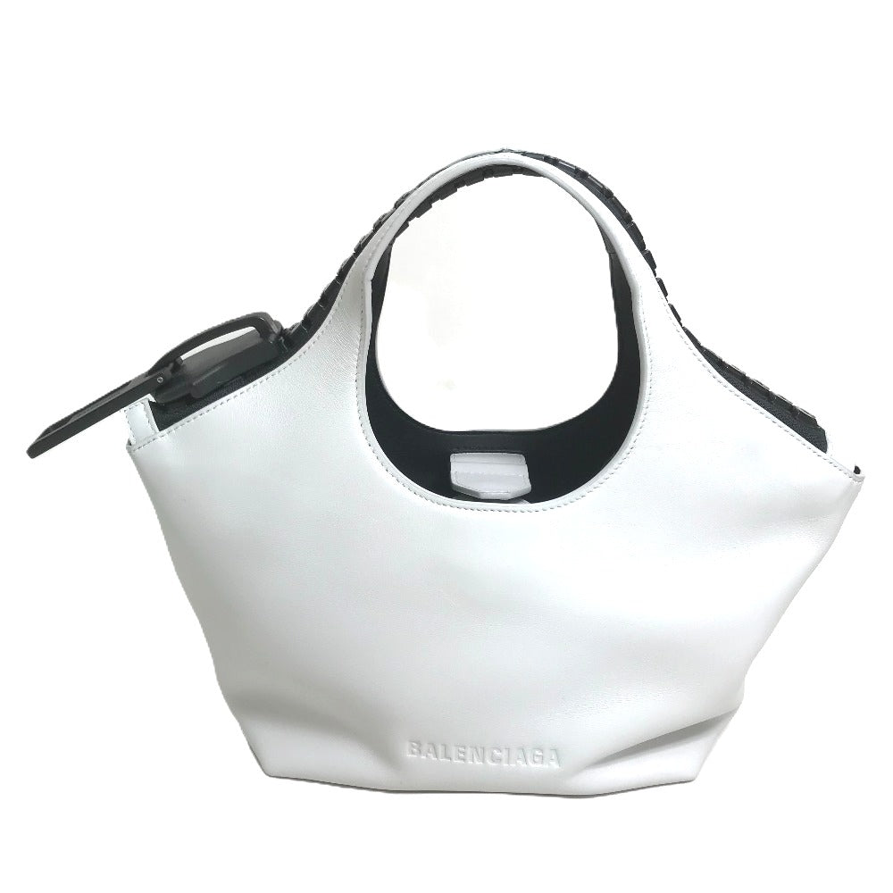 BALENCIAGA Handbag 661854 leather White / black Mega Zip