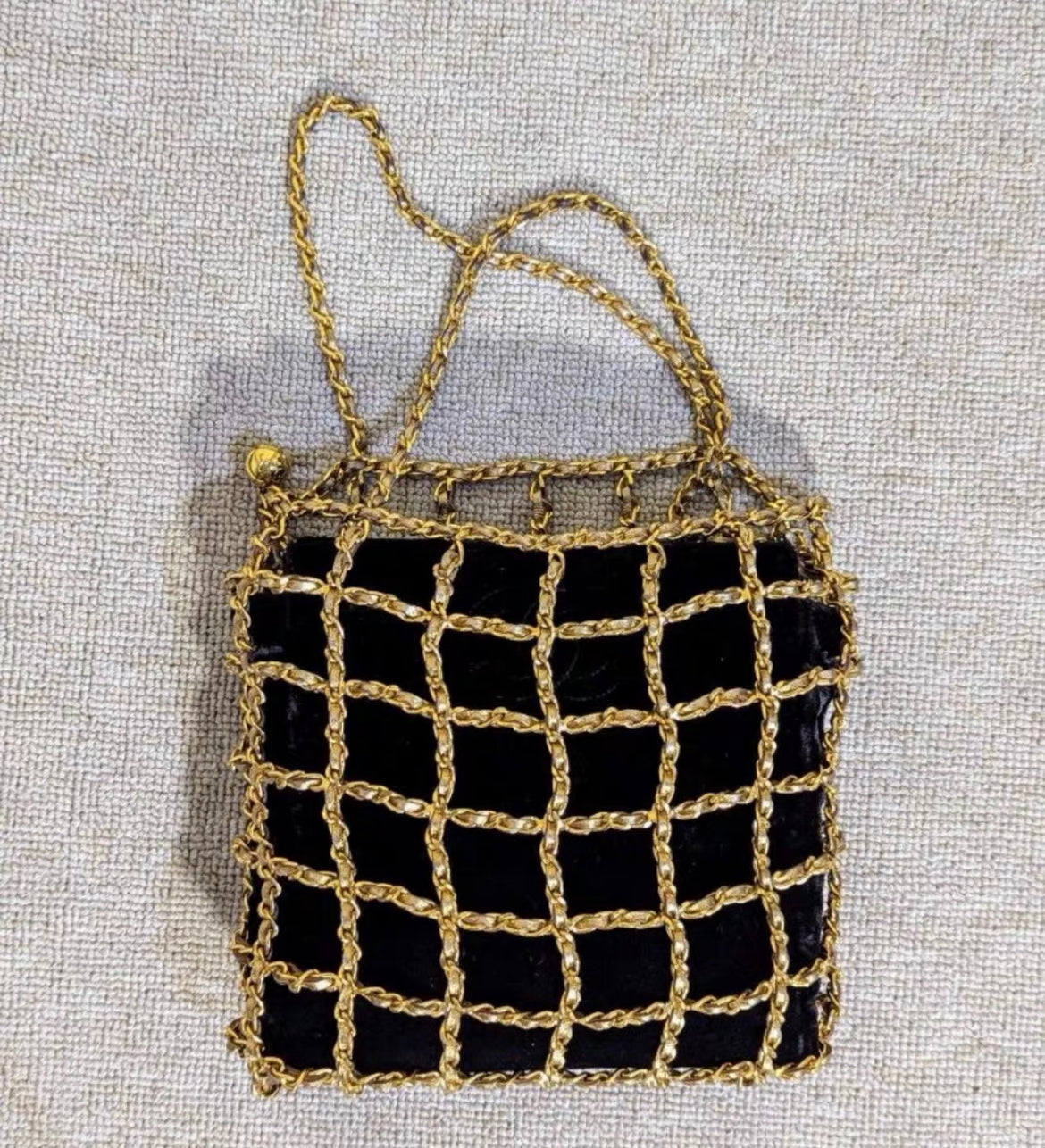 Chanel MinaudiÃ¨re Clutch Rare Micro Mini Woven Chain Black Satin Satchel