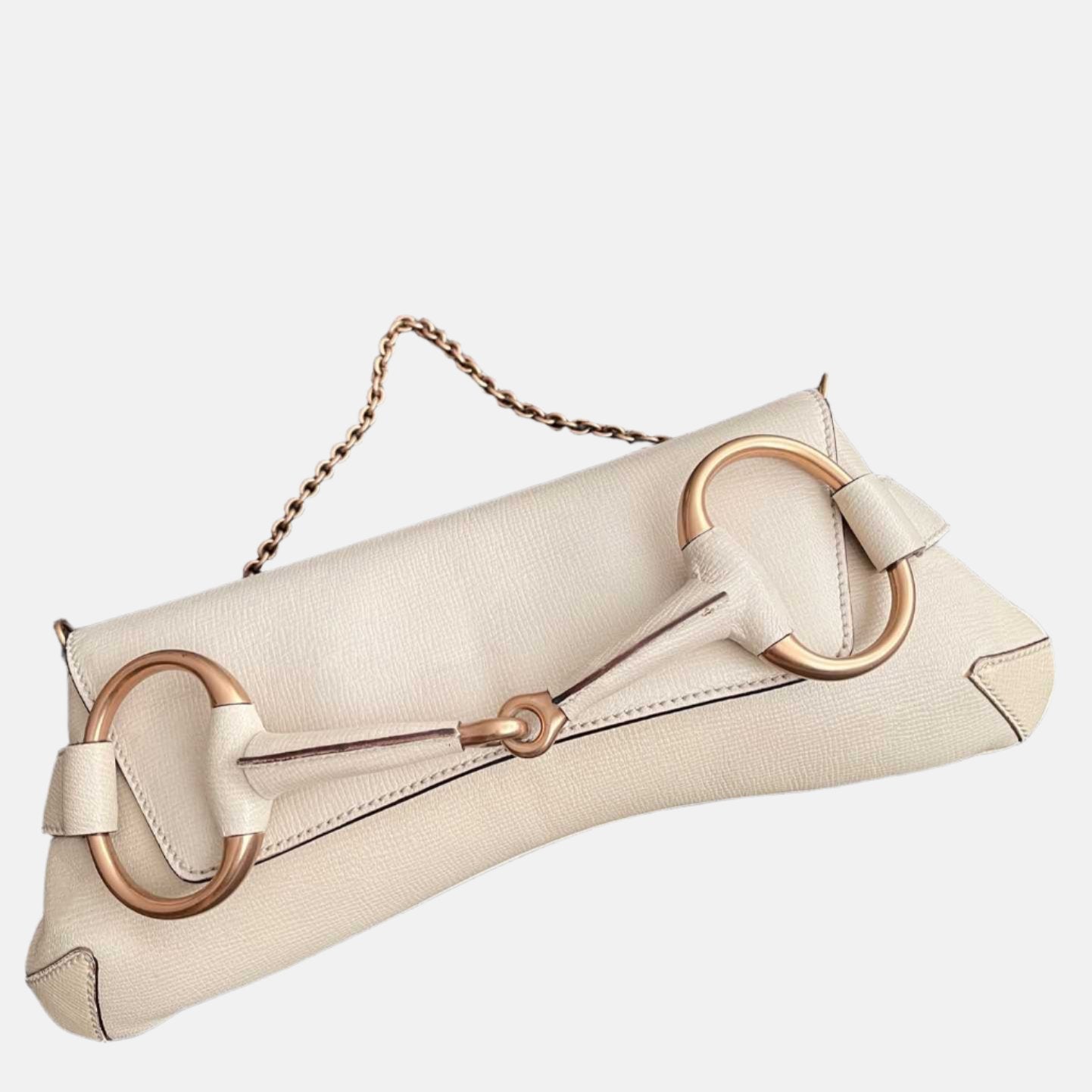 Gucci Horsebit 1955 Large White Leather Shoulder Bag