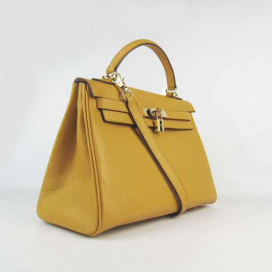 Luxury Hermes Kelly 32cm Togo Leather Handbag 6108 Yellow Golde