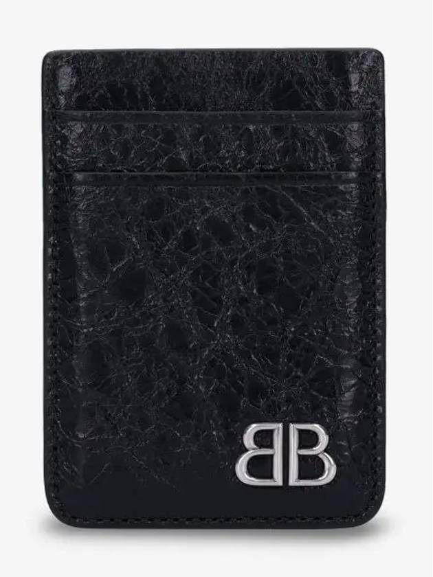 Luxury Balenciaga Trending 2026 Monaco Magnet Card Wallet Black