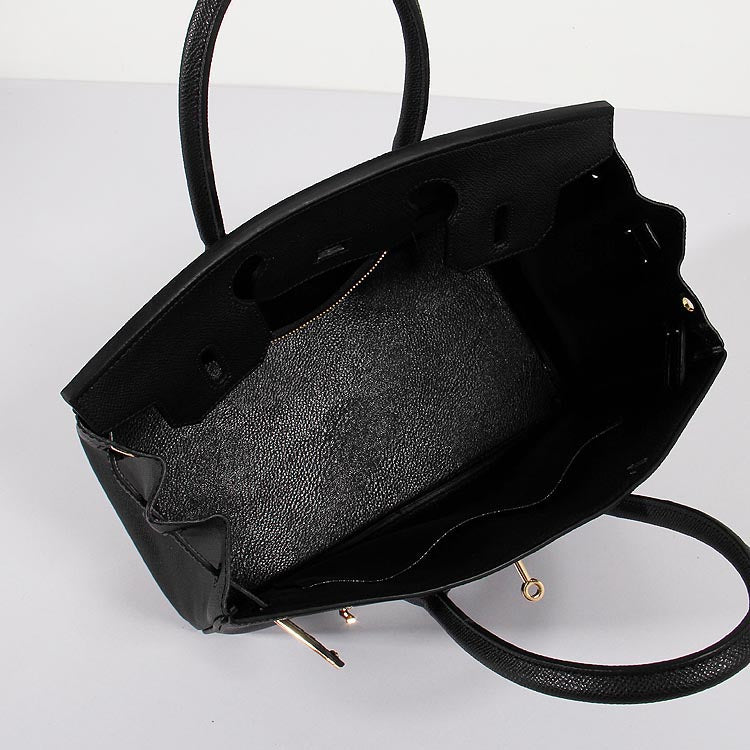 Luxury Hermes 30cm Birkin Bag Epsom Leather With Strap Black Gold