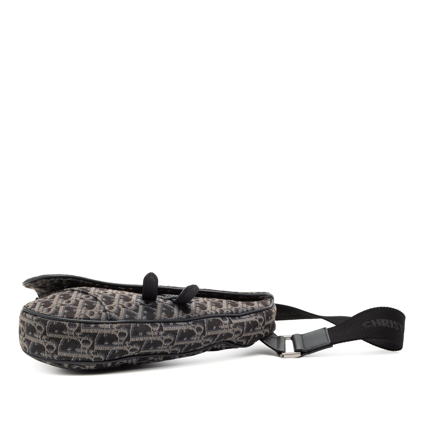 Black Dior Oblique Canvas Saddle Crossbody