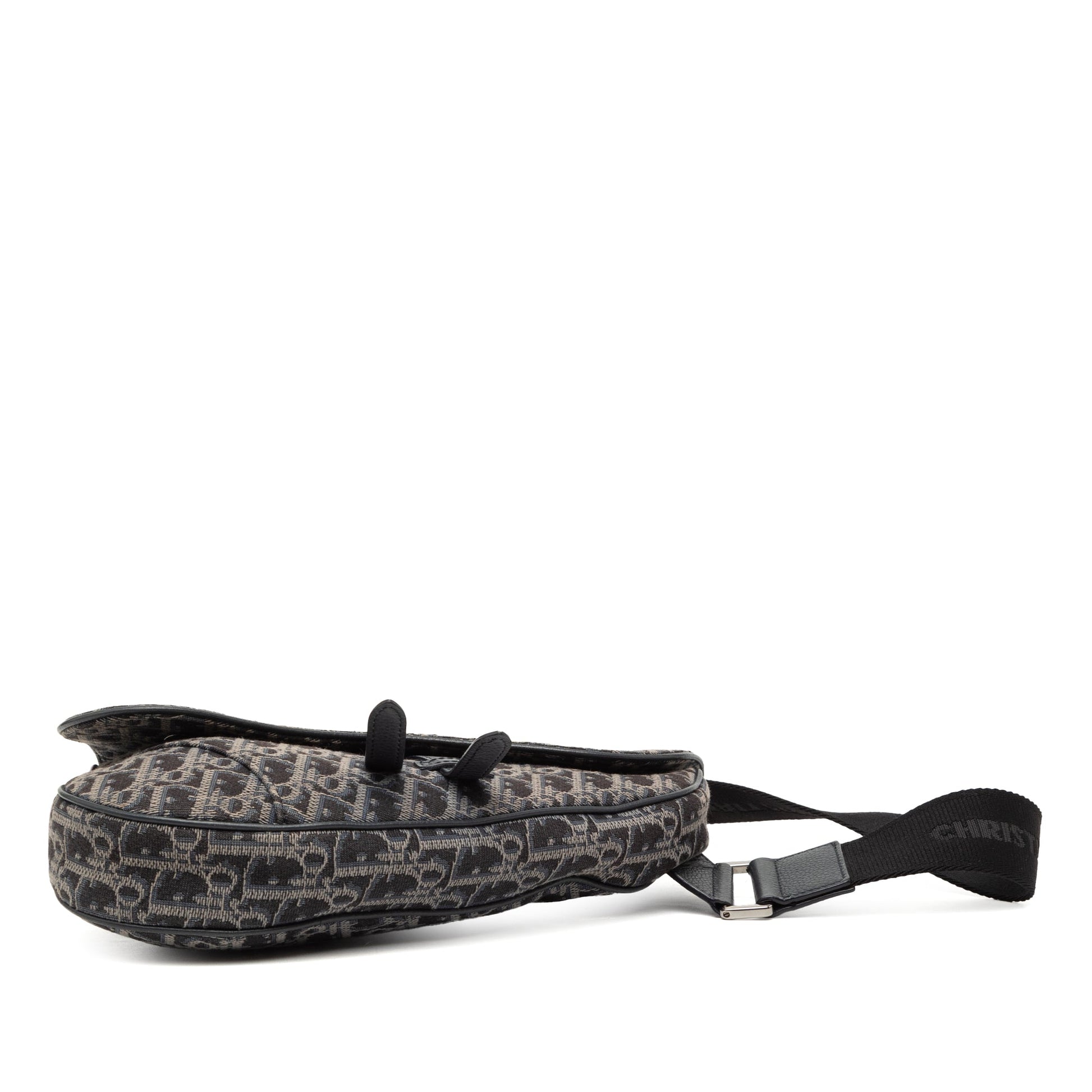Black Dior Oblique Canvas Saddle Crossbody