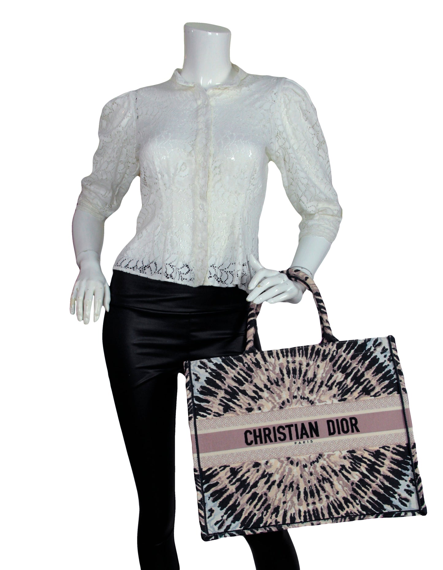 Christian Dior Canvas Embroidered Tie Dye Book Tote Bag