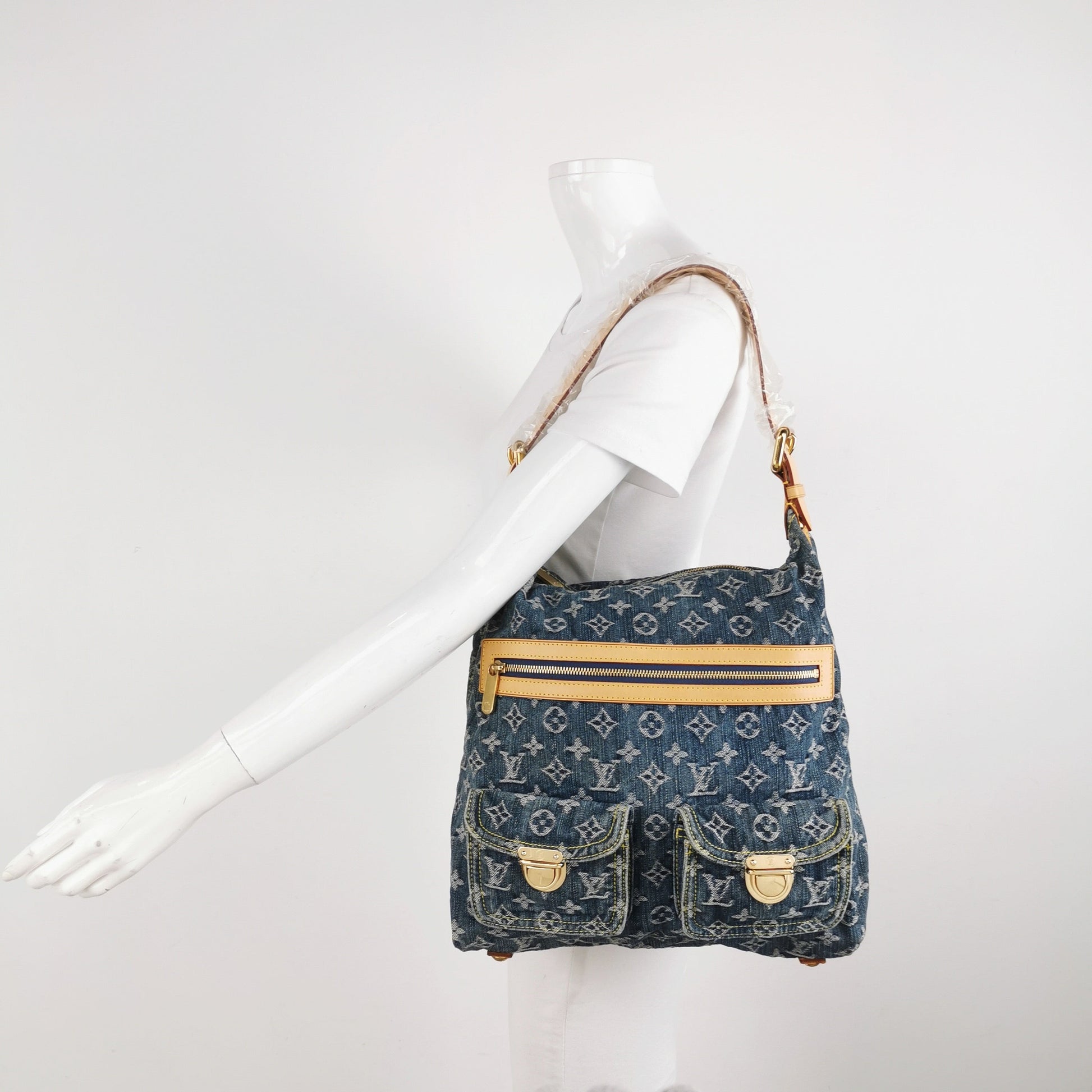 Louis Vuitton Monogram Blue Denim Baggy GM Large Shoulder Bag