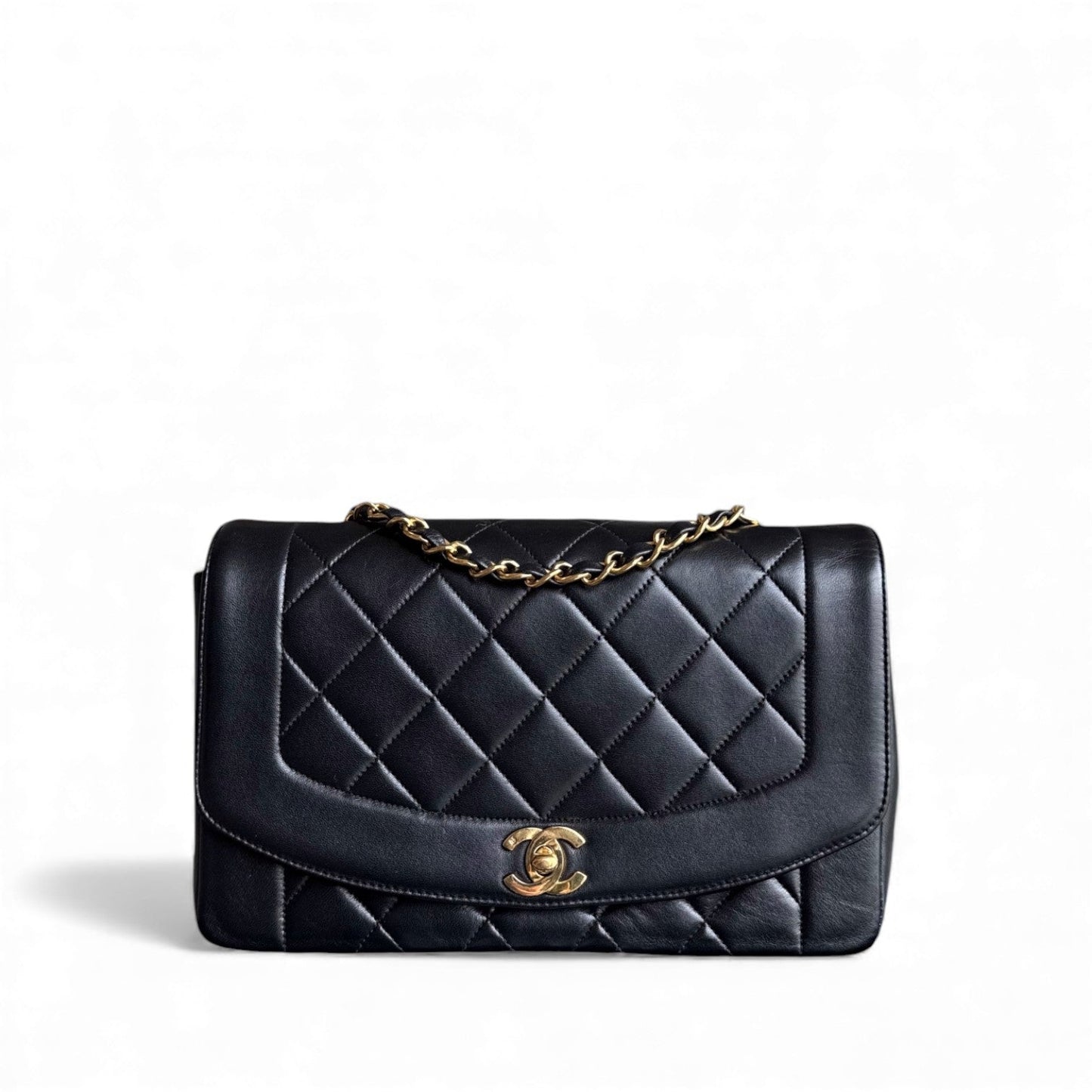 Chanel Diana Medium - Quilted Lambskin Black Gold Hardware Series 2