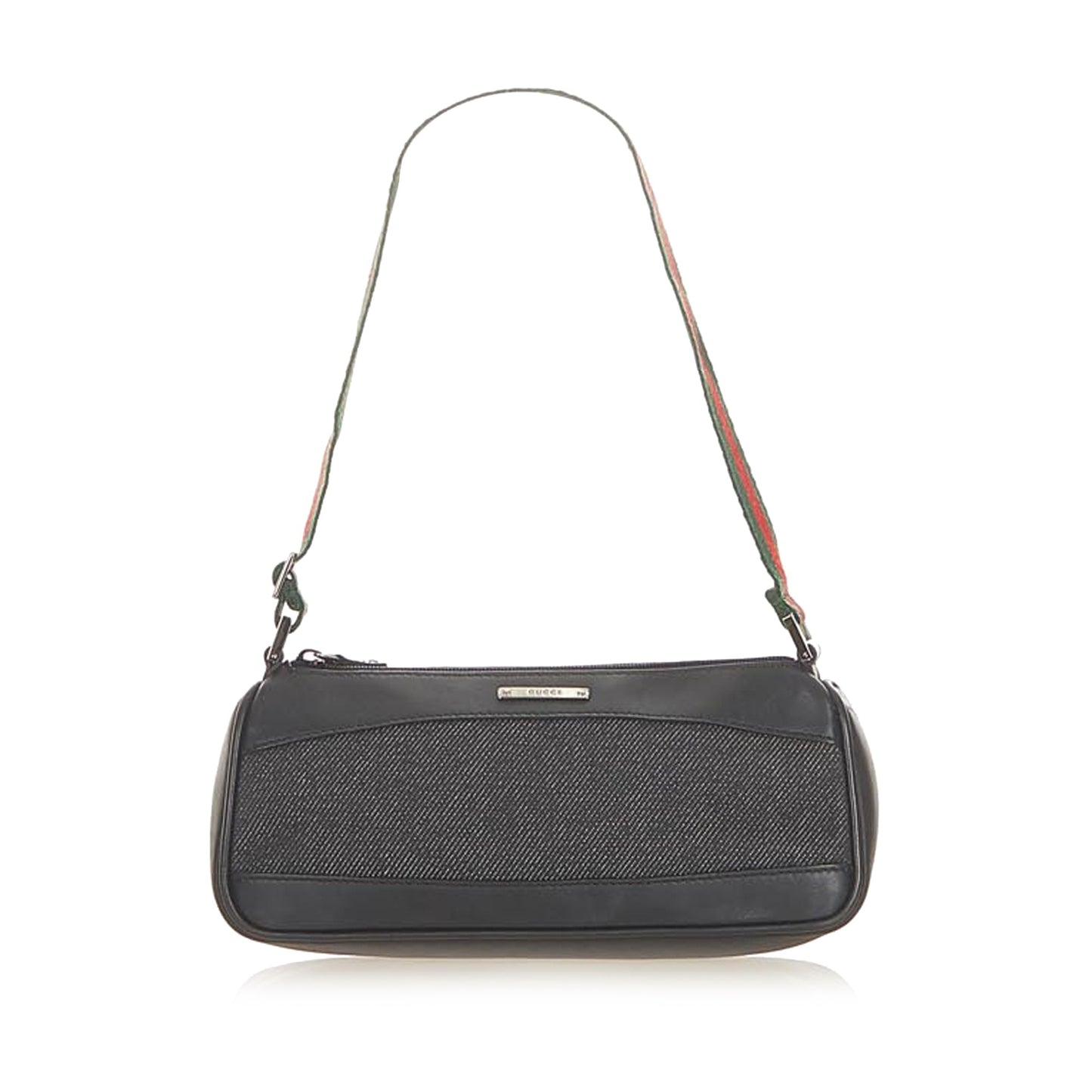 Gucci Web Leather Denim Shoulder Bag
