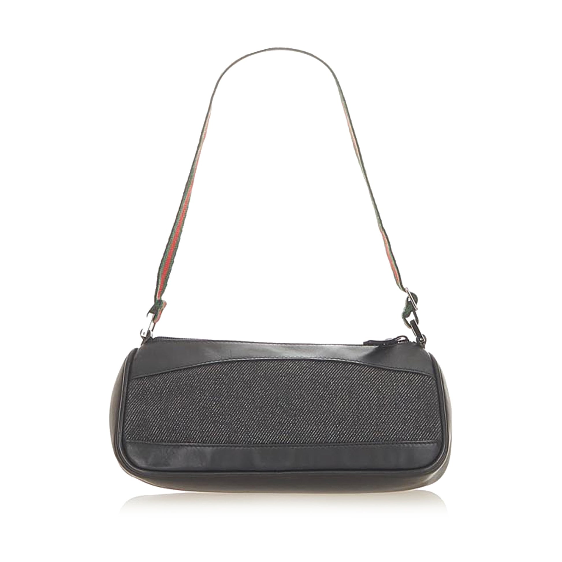 Gucci Web Leather Denim Shoulder Bag